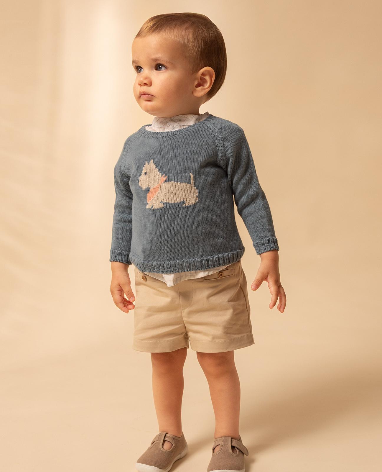 Jersey de niño tricot algodón con perro jacquard