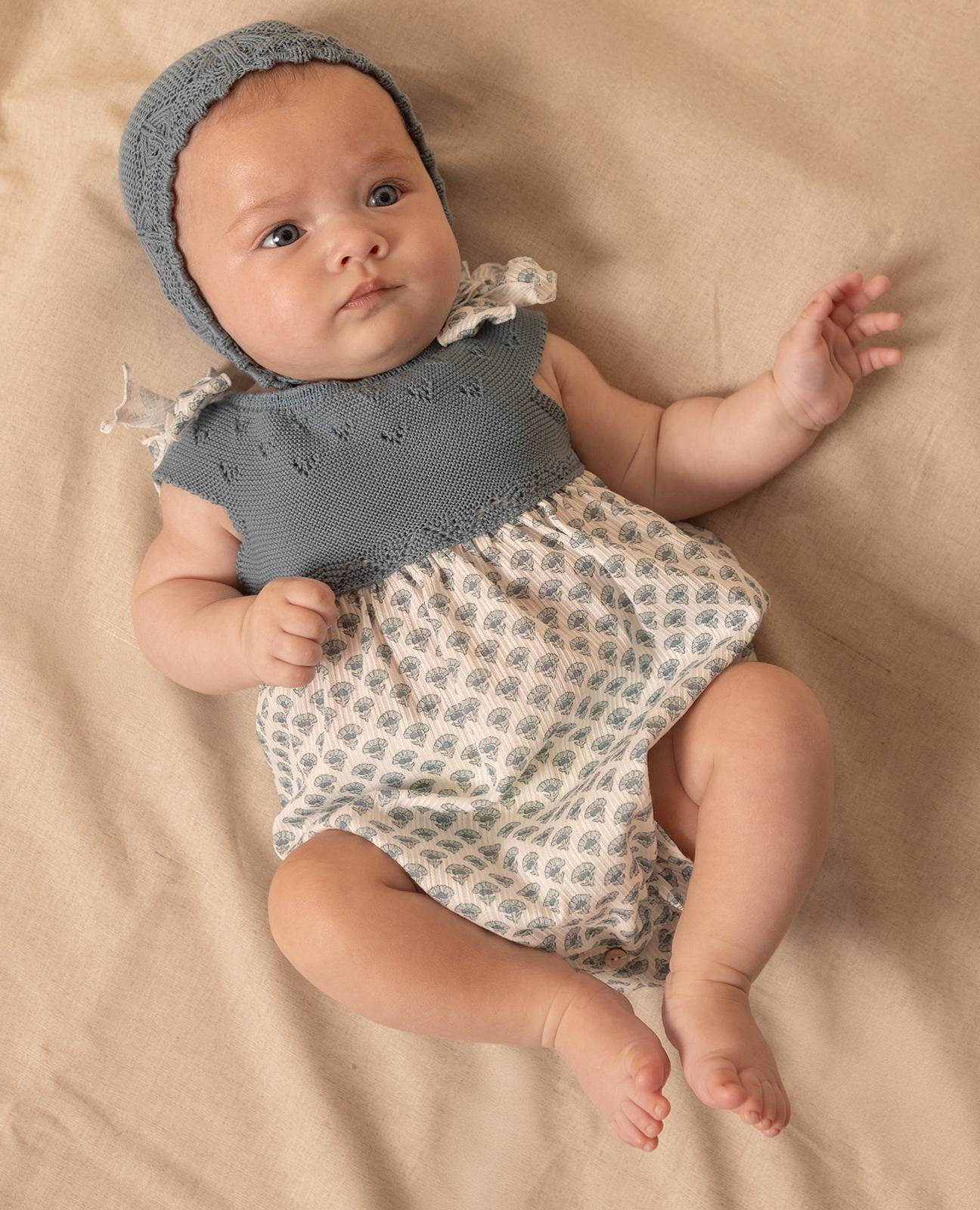 Imagen 0 de Pelele de bebé niña de algodón organico Azul