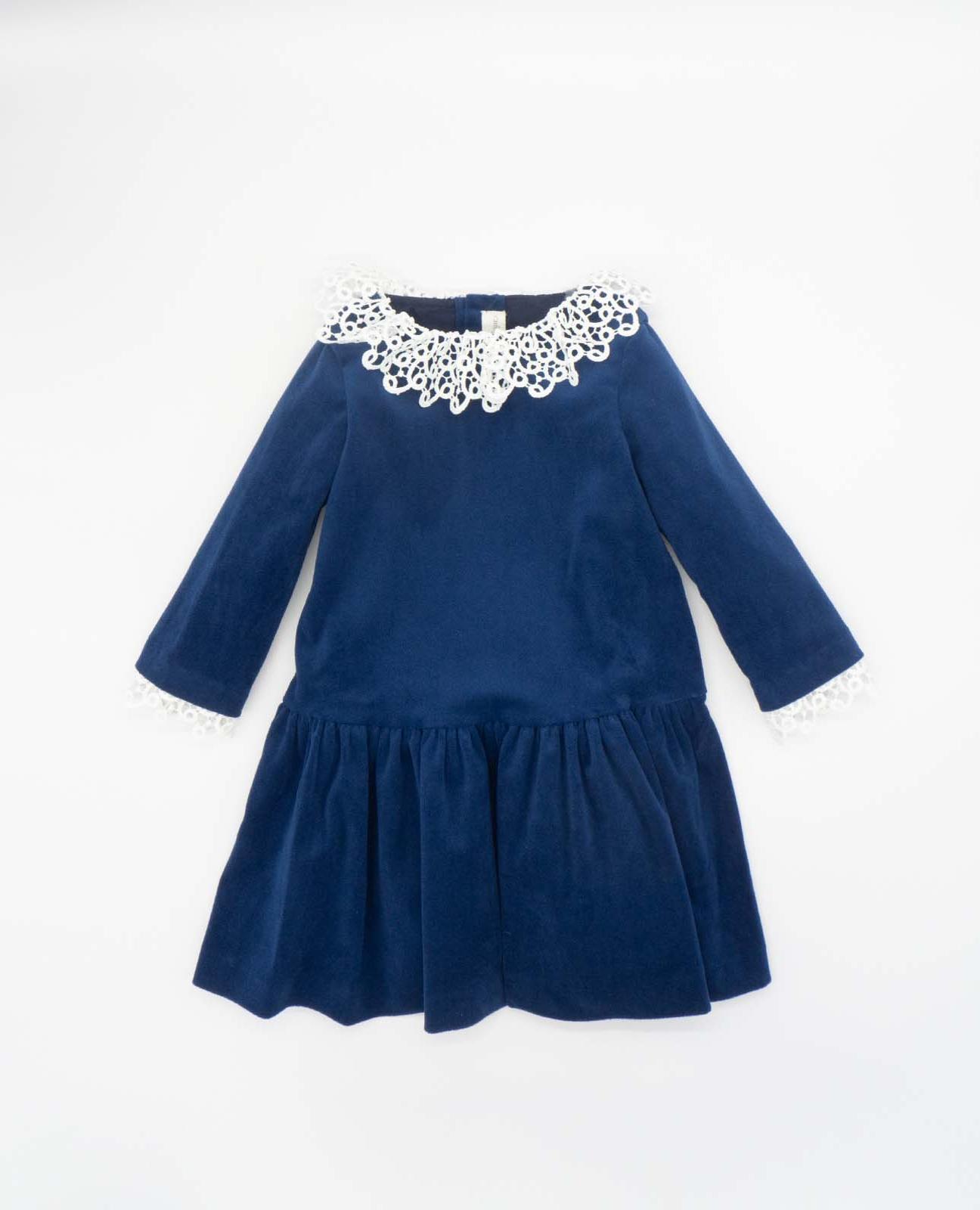 Imagen 3 de Vestido de terciopelo con cuello de guipur - Fina Ejerique - Marino Marino