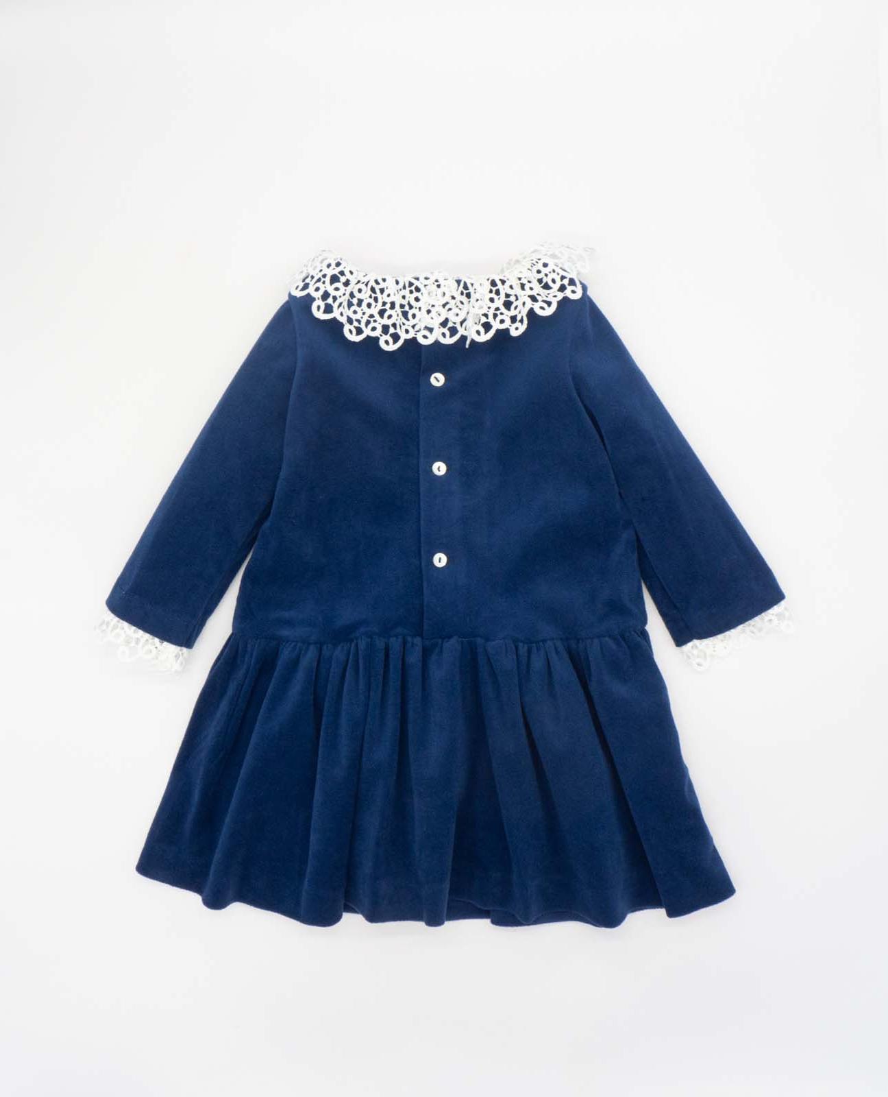 Imagen 2 de Vestido de terciopelo con cuello de guipur - Fina Ejerique - Marino Marino