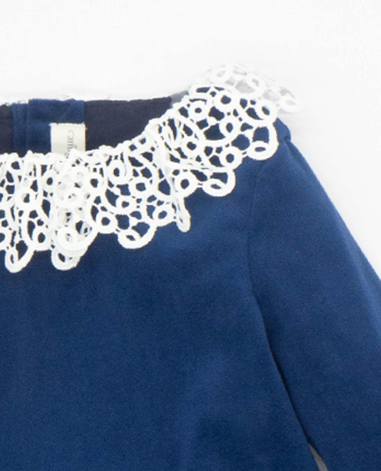 Imagen 4 de Vestido de terciopelo con cuello de guipur - Fina Ejerique - Marino Marino