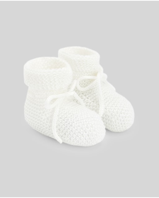 Imagen 0 de Patucos de bebé en punto de algodón con lazada