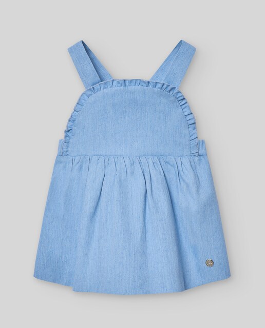 Imagen 0 de Vestido de bebé niña denim con tirantes cruzados Peonza
