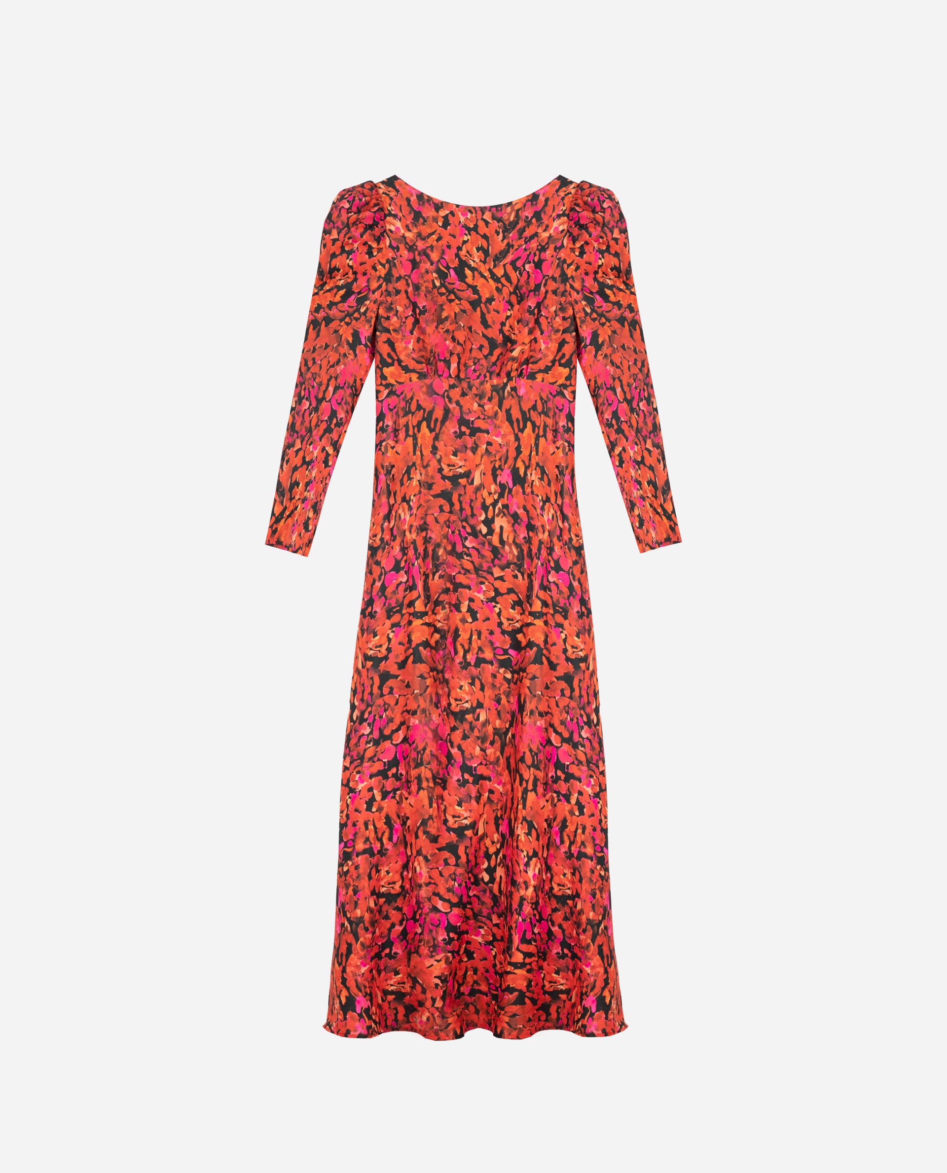 Vestido midi con mangas para invitadas - The-Are - Rojo Rojo-5
