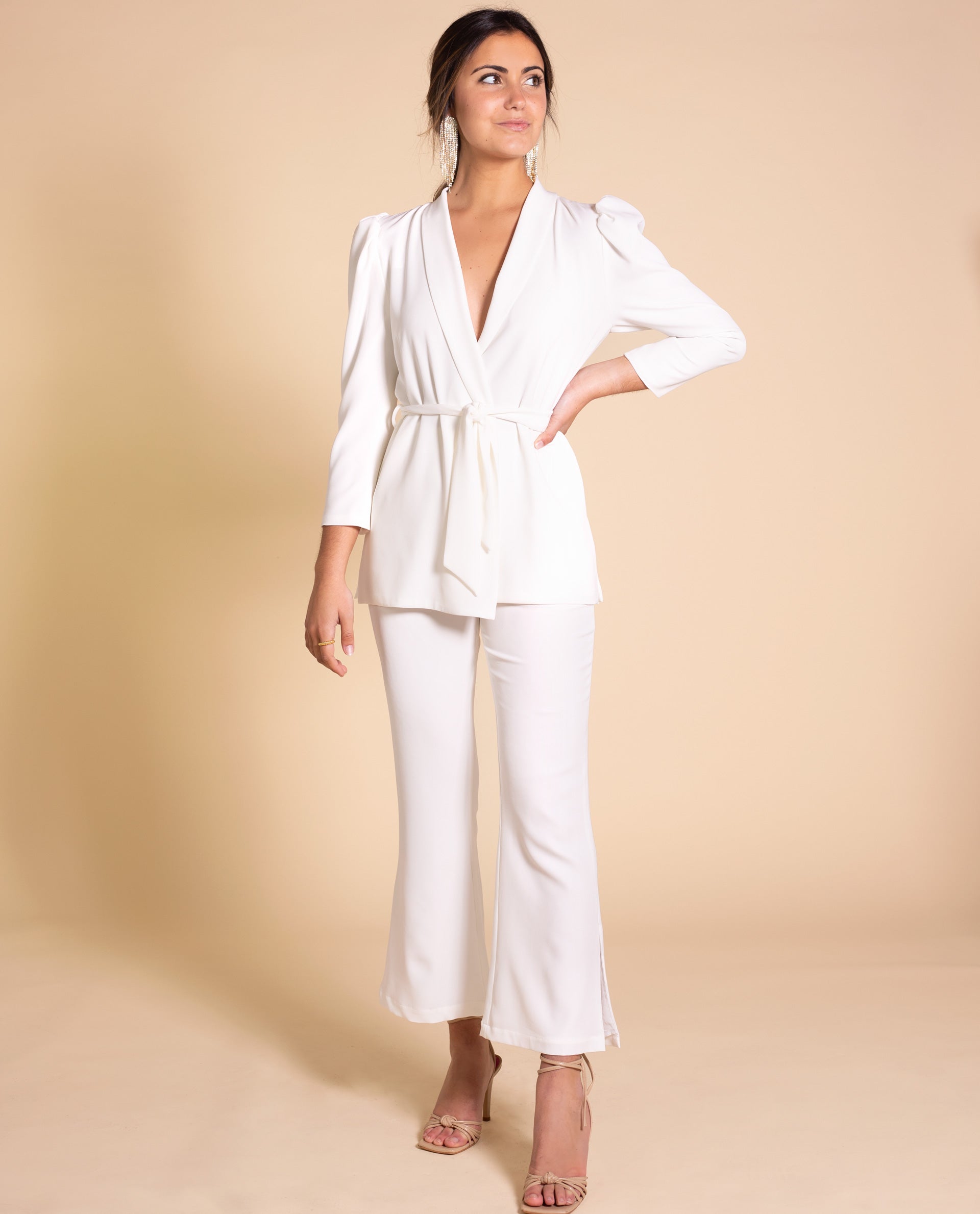 Fashion traje pantalon blanco mujer