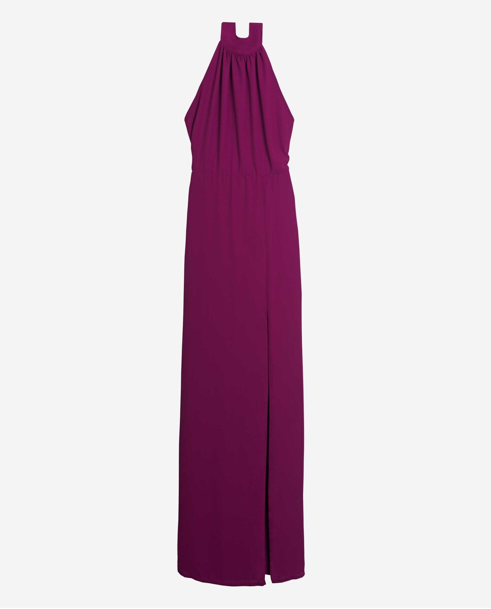 Vestidos largos de chiffon estilo halter con abertura Piscina