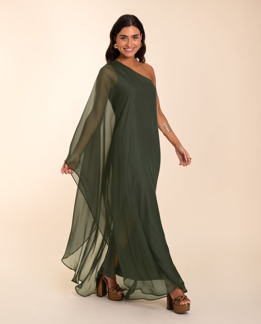 Imagen 0 de Vestido largo con capa asimétrico