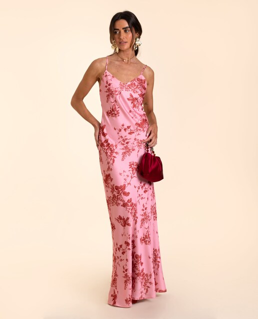 Imagen 0 de Vestido largo lencero con tirantes