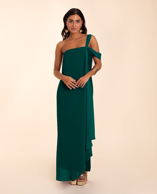 Imagen 0 de Vestido escote bardot con capa
