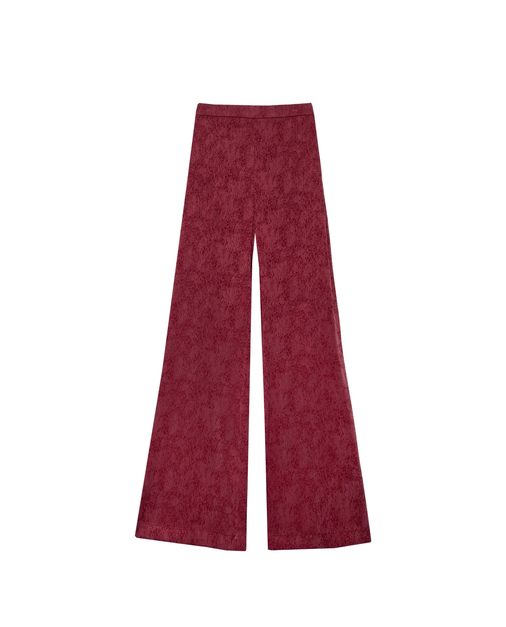 Pantalón de mujer acampanado tiro alto - The-Are - Burdeos Burdeos-6