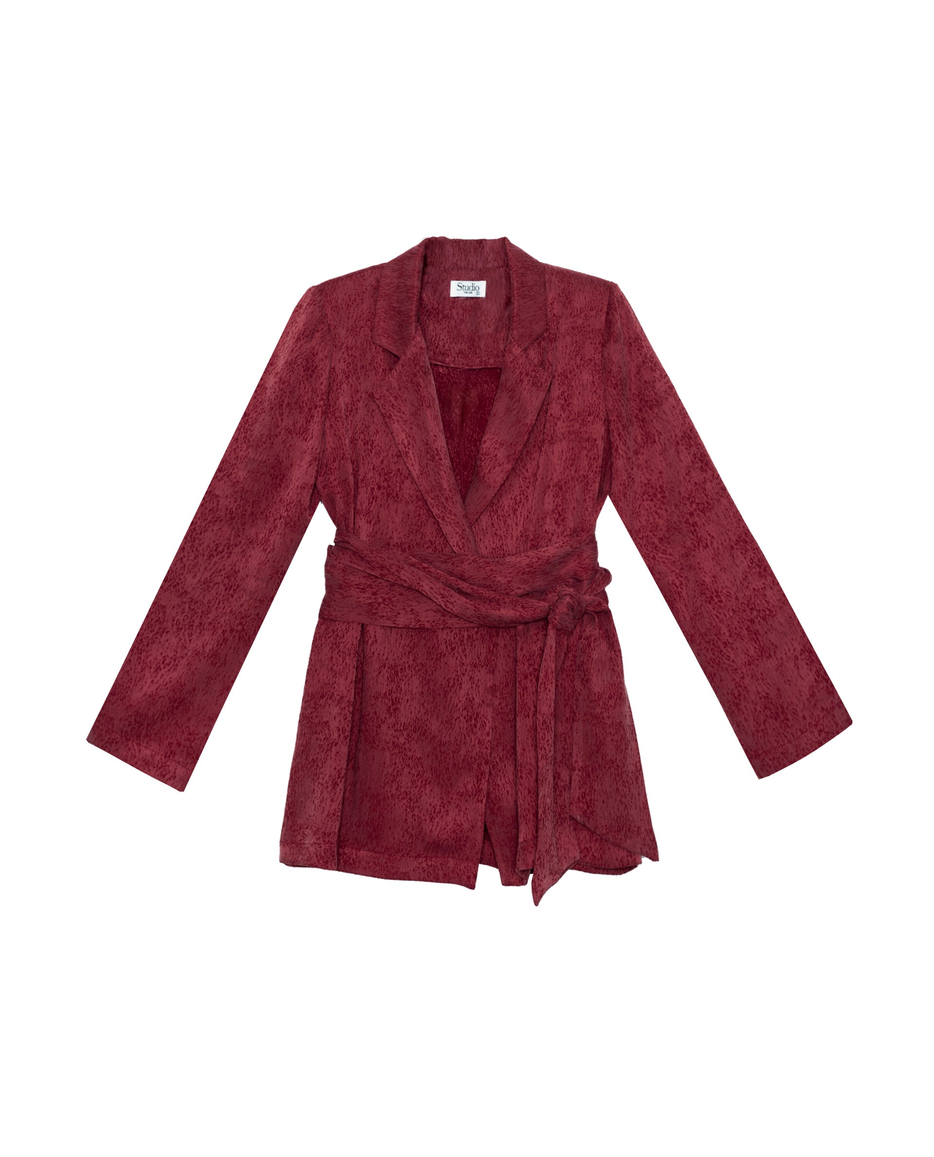 Blazer de traje de mujer con fajín - The-Are - Rojo Rojo-6