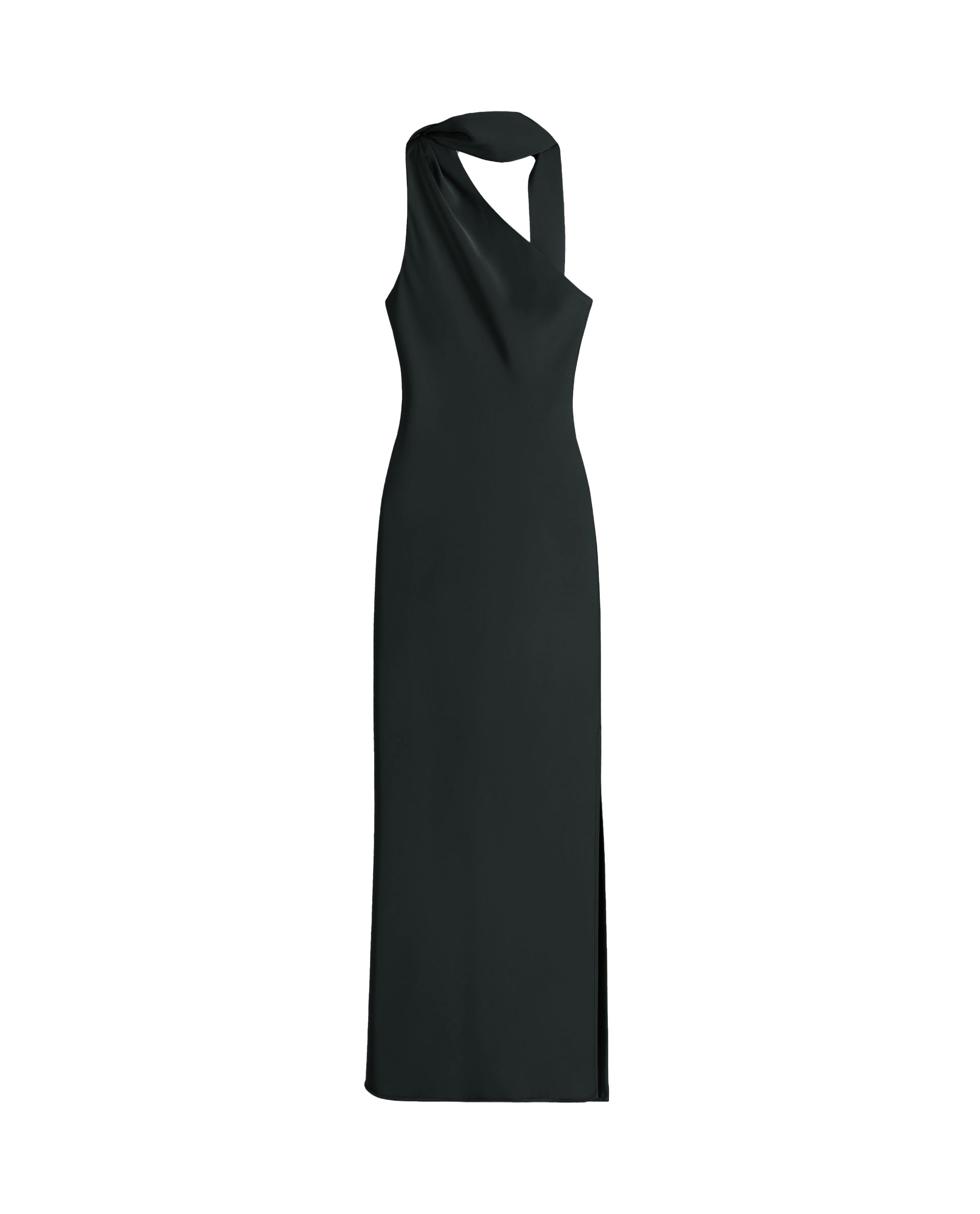 Vestido midi asimétrico con lazada - Gris oscuro Gris oscuro-6