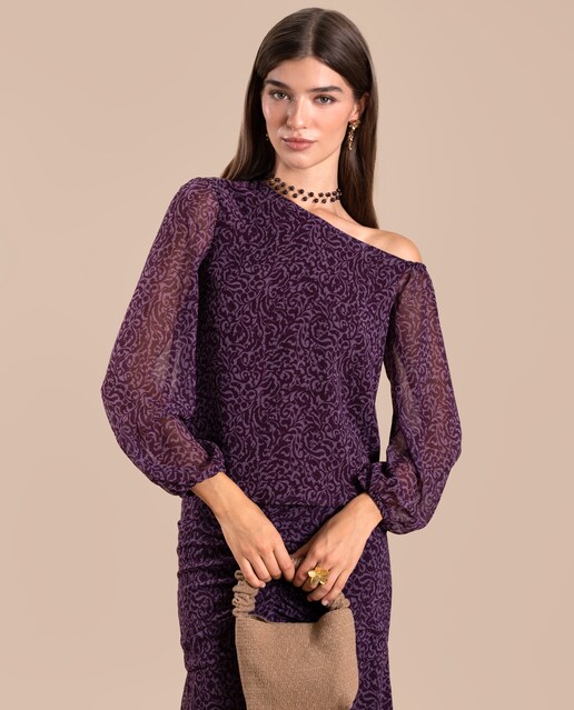 Imagen 0 de Blusa de mujer escote asimétrico con hombro al descubierto