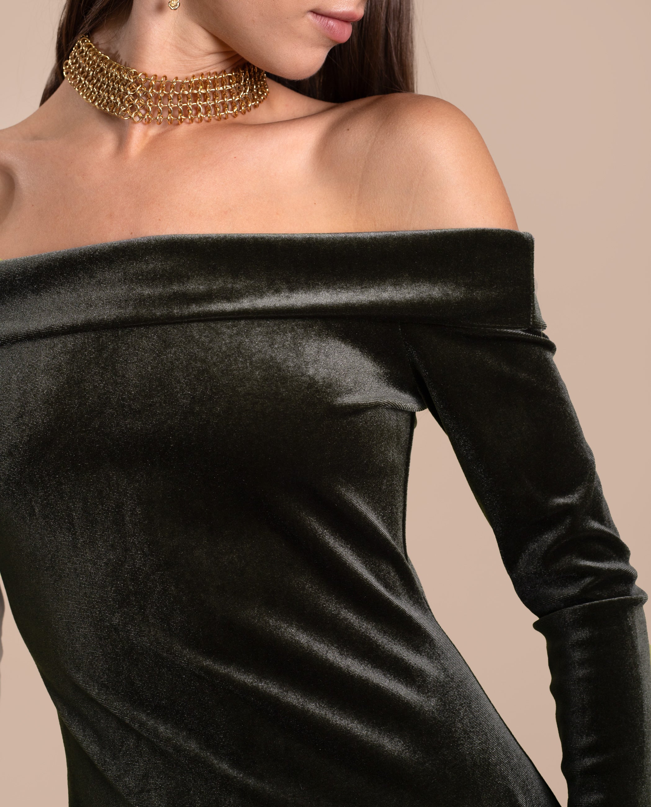 Vestido Comprido de Malha com Manga Preto-4