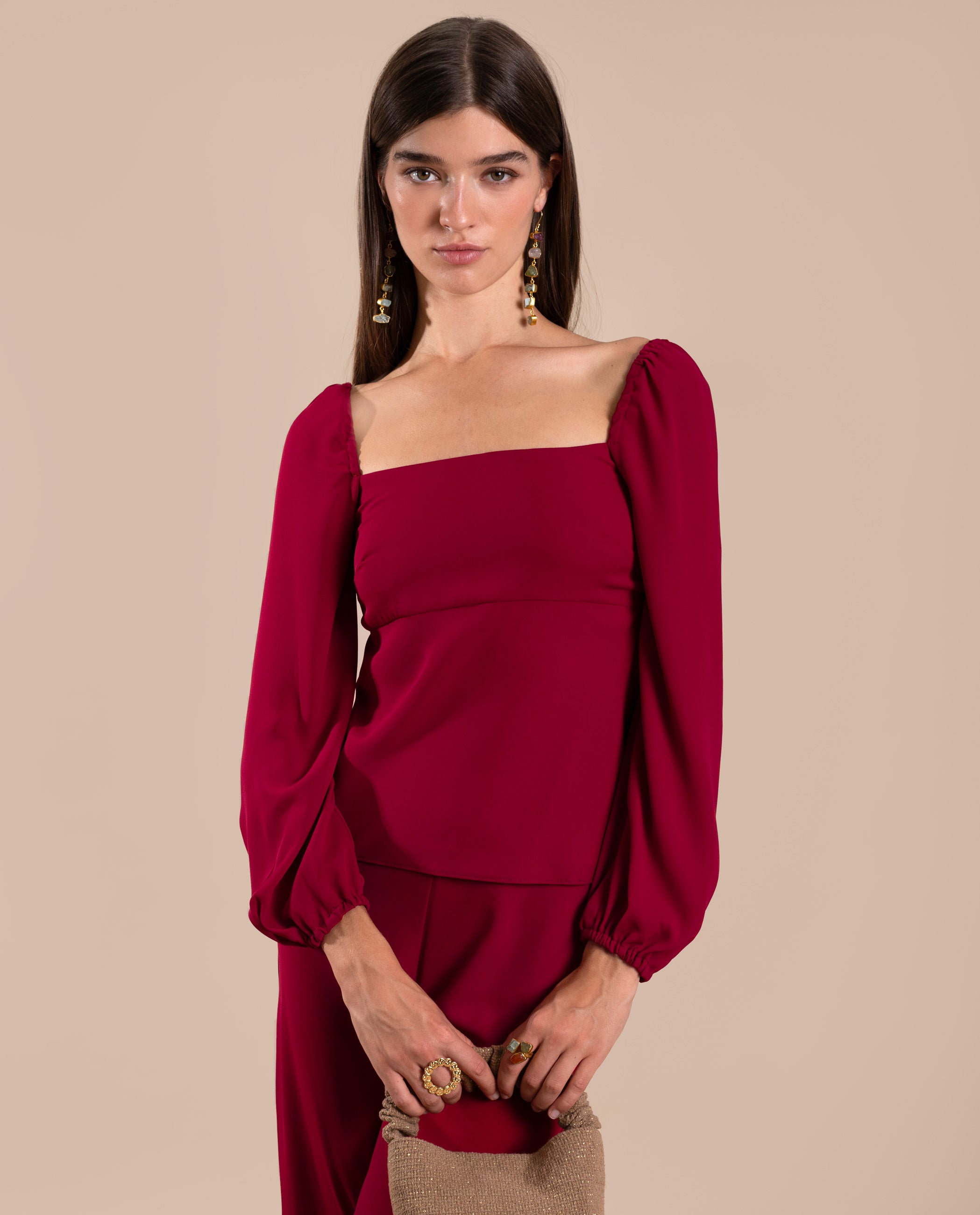 The-Are - Blusa de manga larga con lazos en la espalda de mujer.