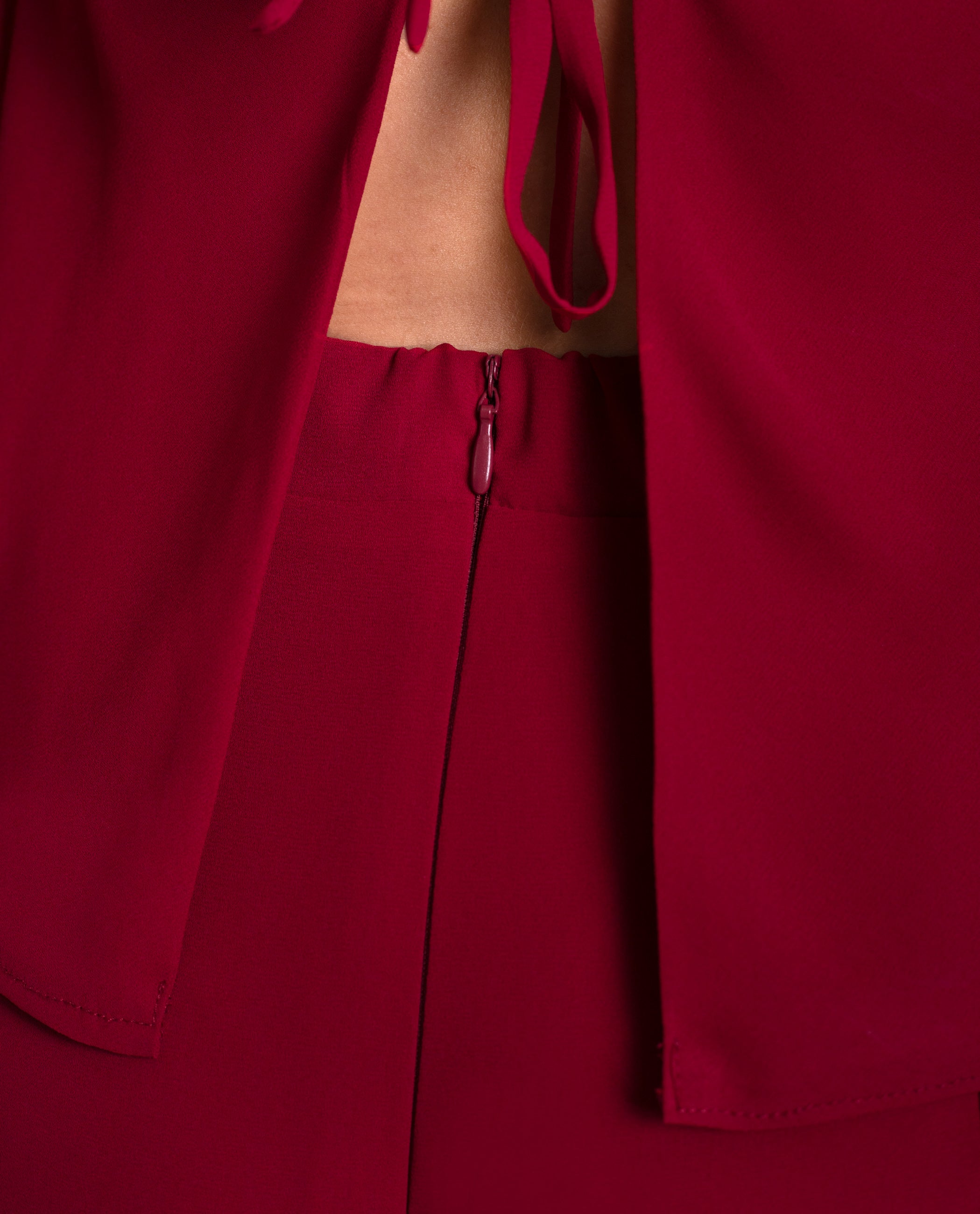 Pantalón de campana de talle alto de mujer - The-Are - Rojo Rojo-5