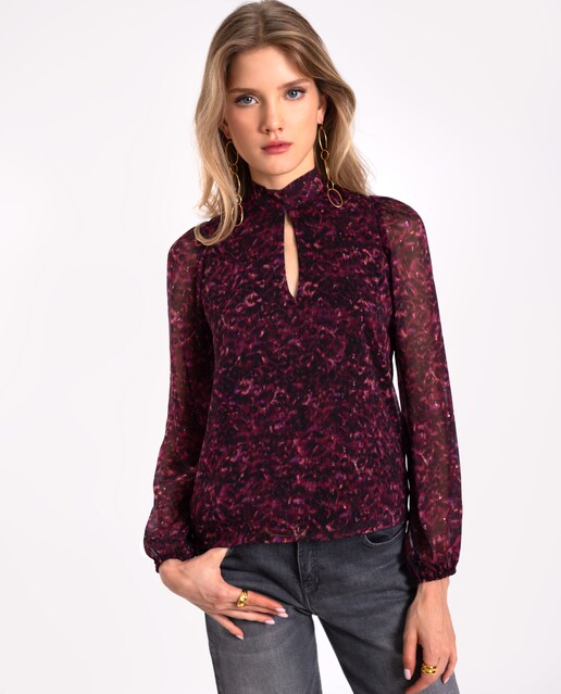 Imagen 0 de Blusa de mujer estampada con cuello halter