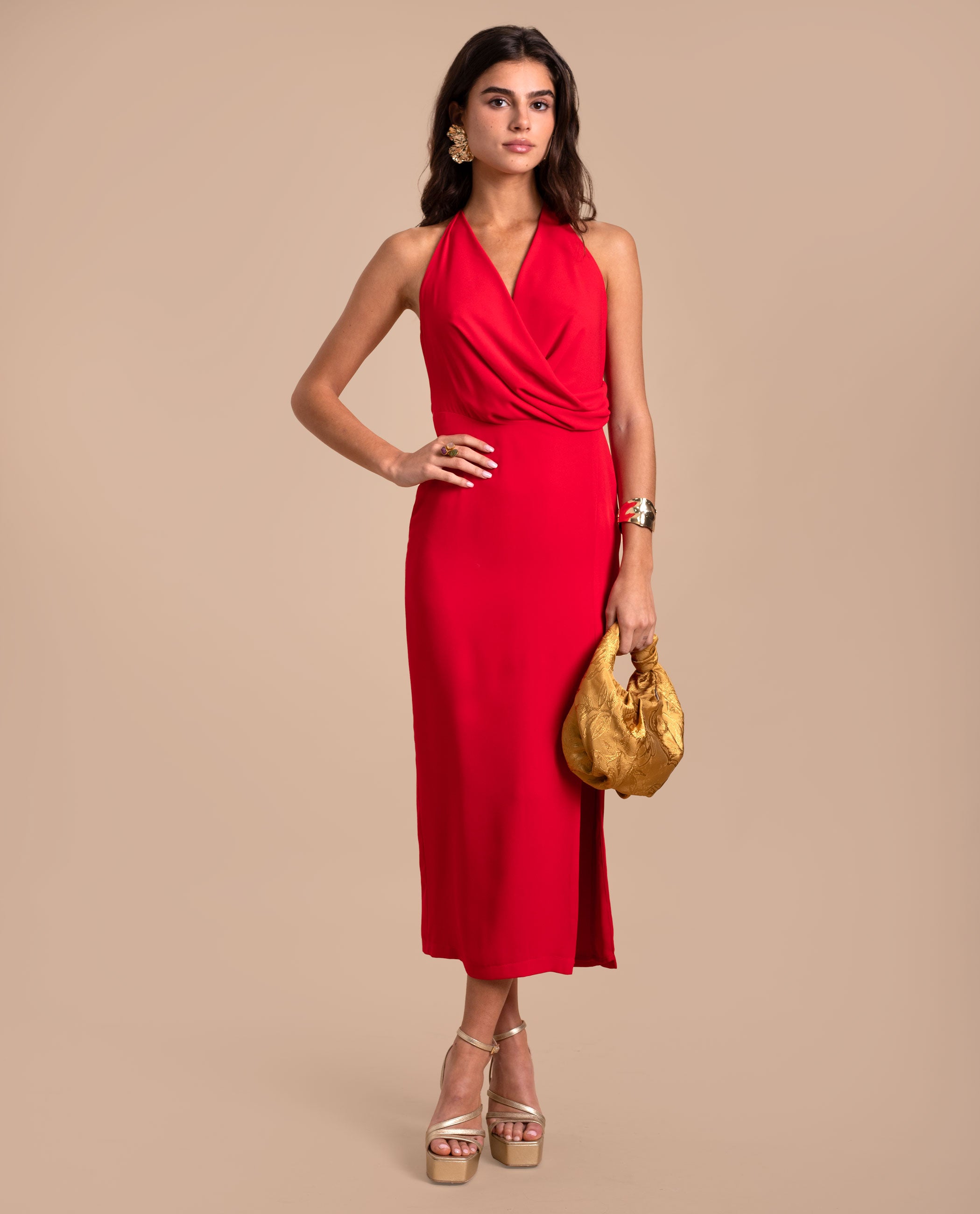 The-Are - Vestido midi con espalda abierta.