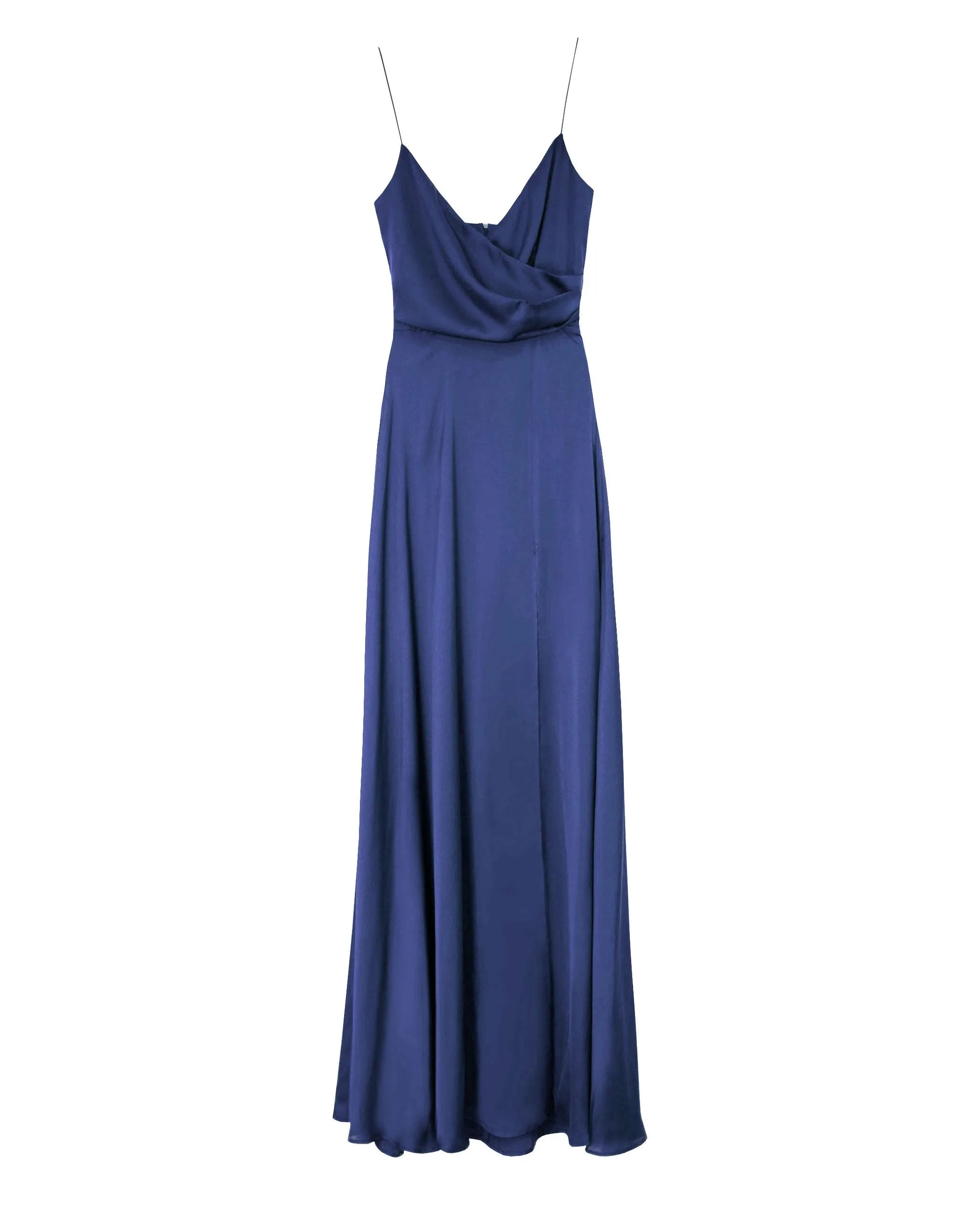 Vestido largo princesa de tirantes y escote drapeado - Azul Azul-5
