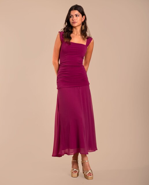 Imagen 0 de Vestido midi de tirantes con escote palabra de honor