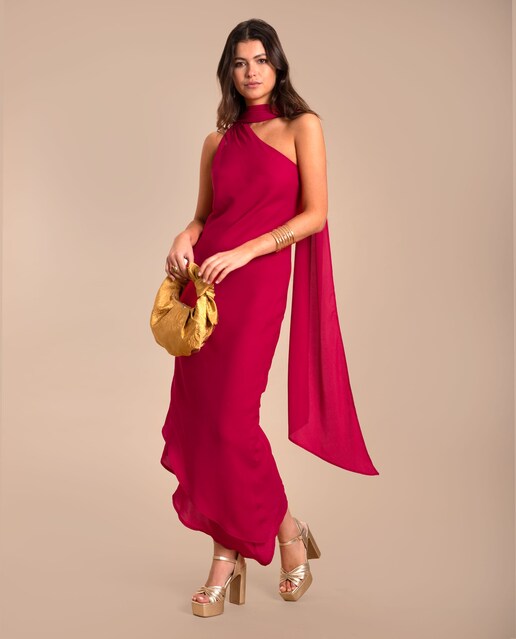 Imagen 0 de Vestido asimétrico con fular