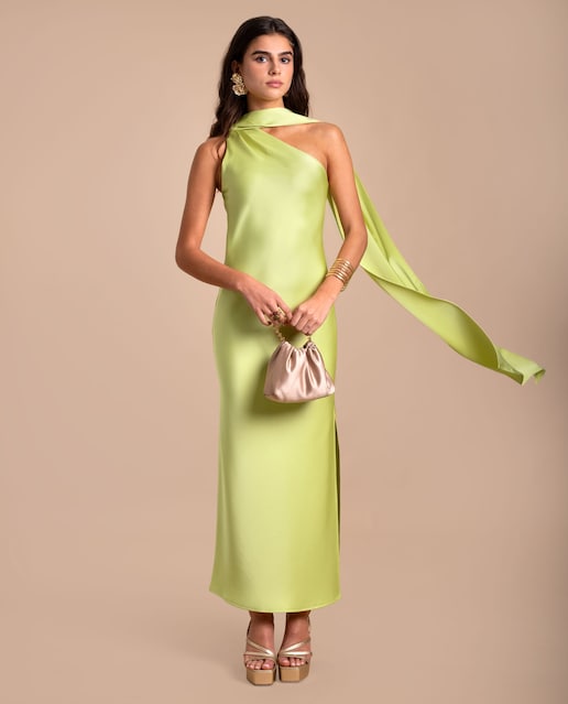 Imagen 0 de Vestido midi asimétrico con lazada