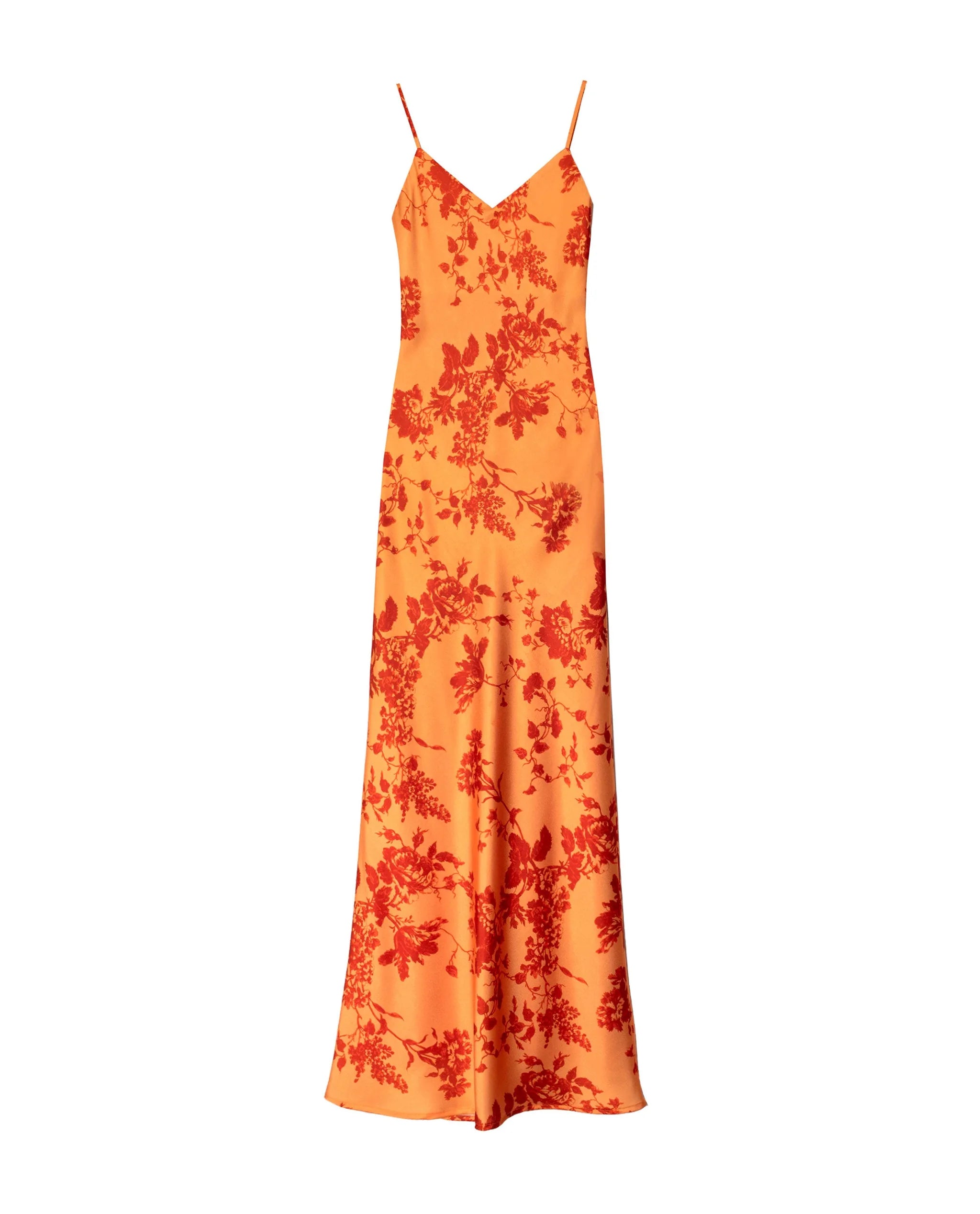 Vestido largo lencero con tirantes - The-Are - Naranja Naranja-5