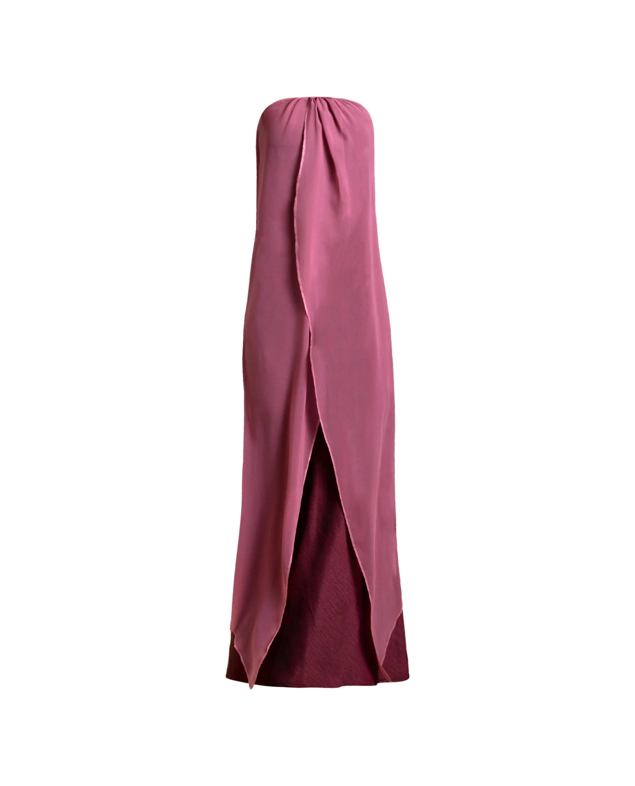 Vestido midi con escote palabra de honor y capa - The-Are - Rosa Rosa-5