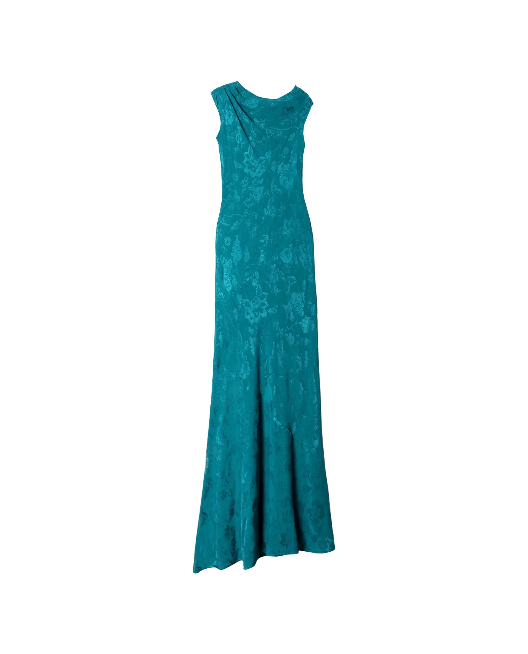 Vestido midi jacquard sin mangas - The-Are - Verde Verde-5