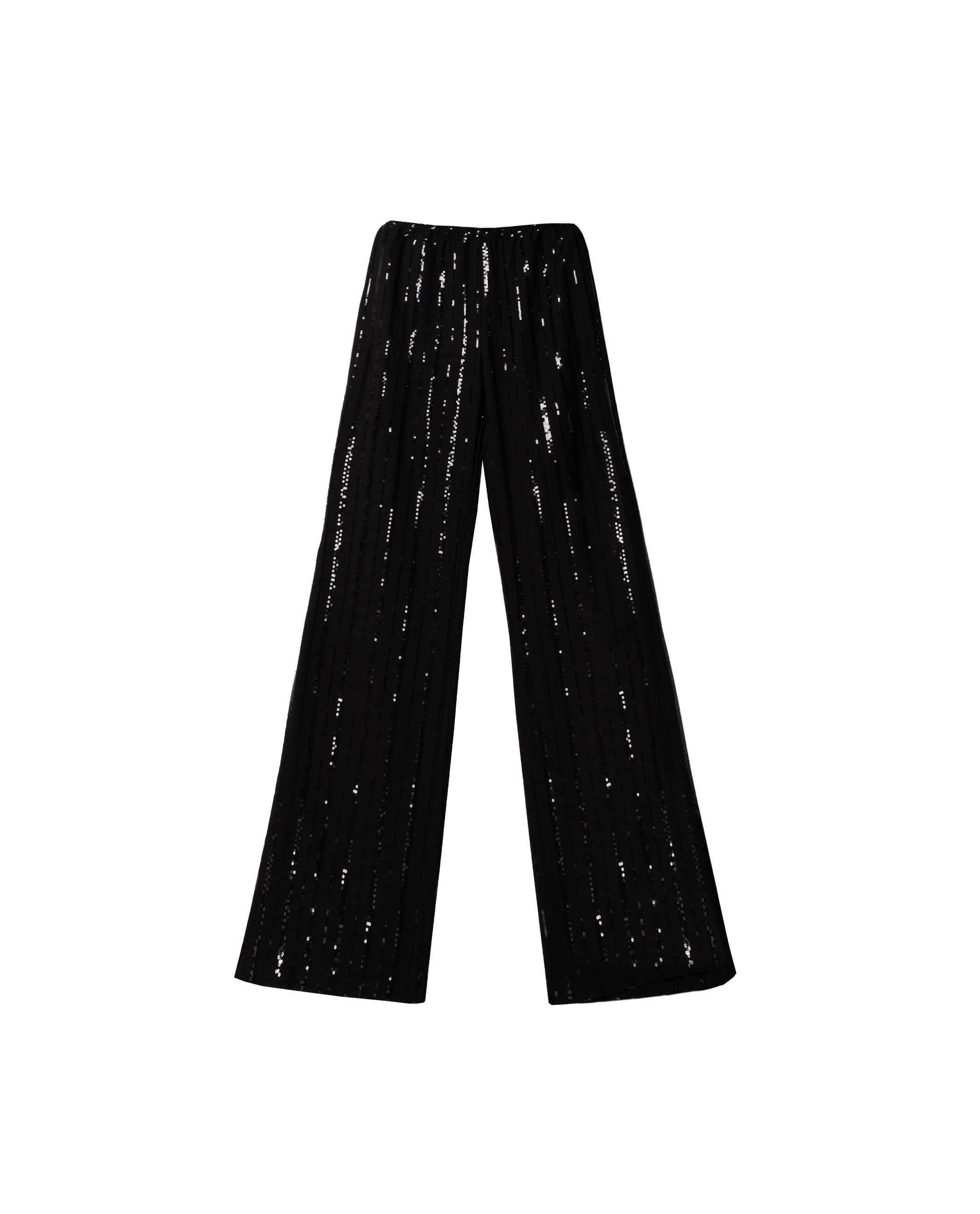 Pantalón fluido de mujer con lentejuelas - The-Are - Negro Negro-5