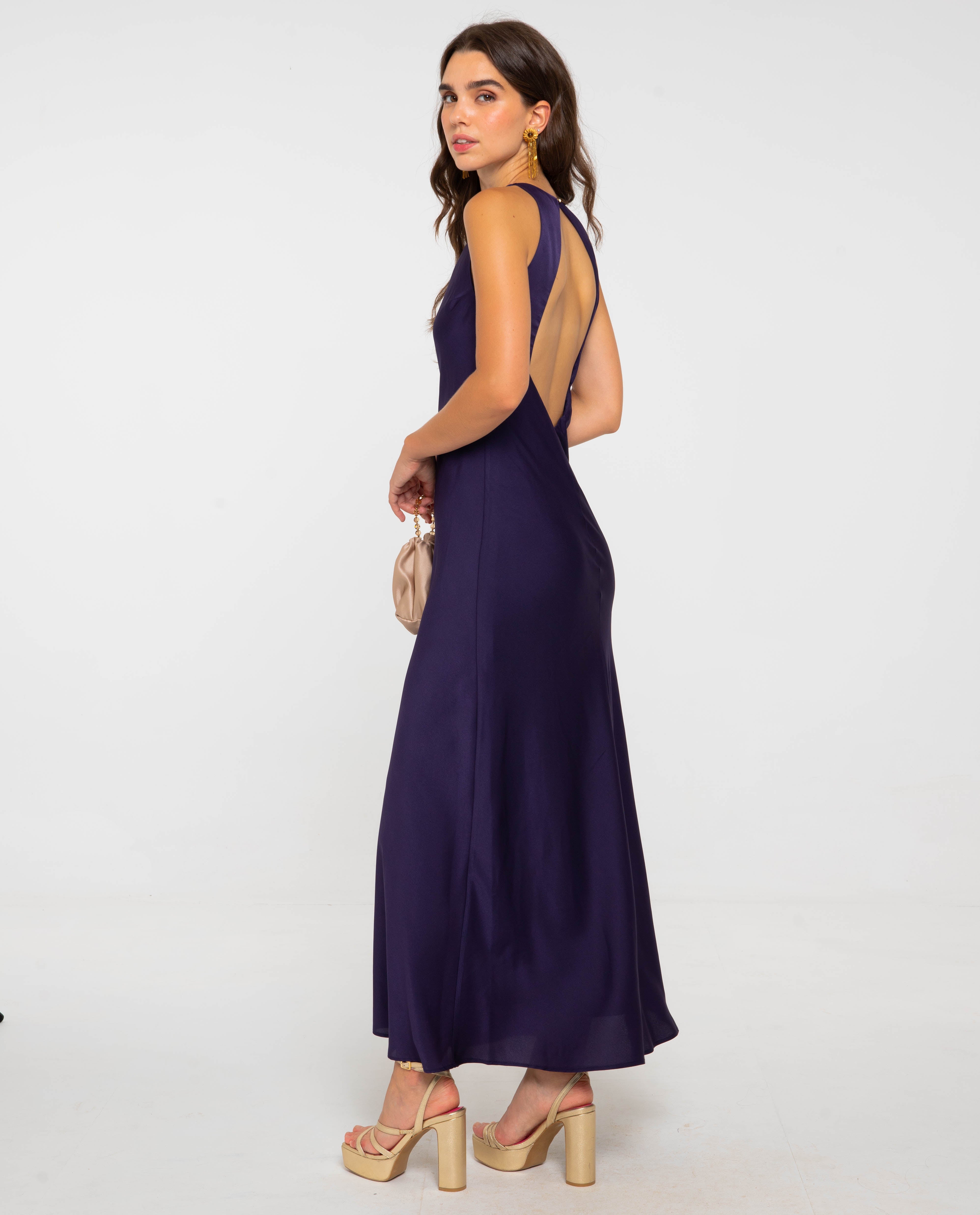 Vestido largo espalda descubierta de mujer - The-Are - Azul Azul-2