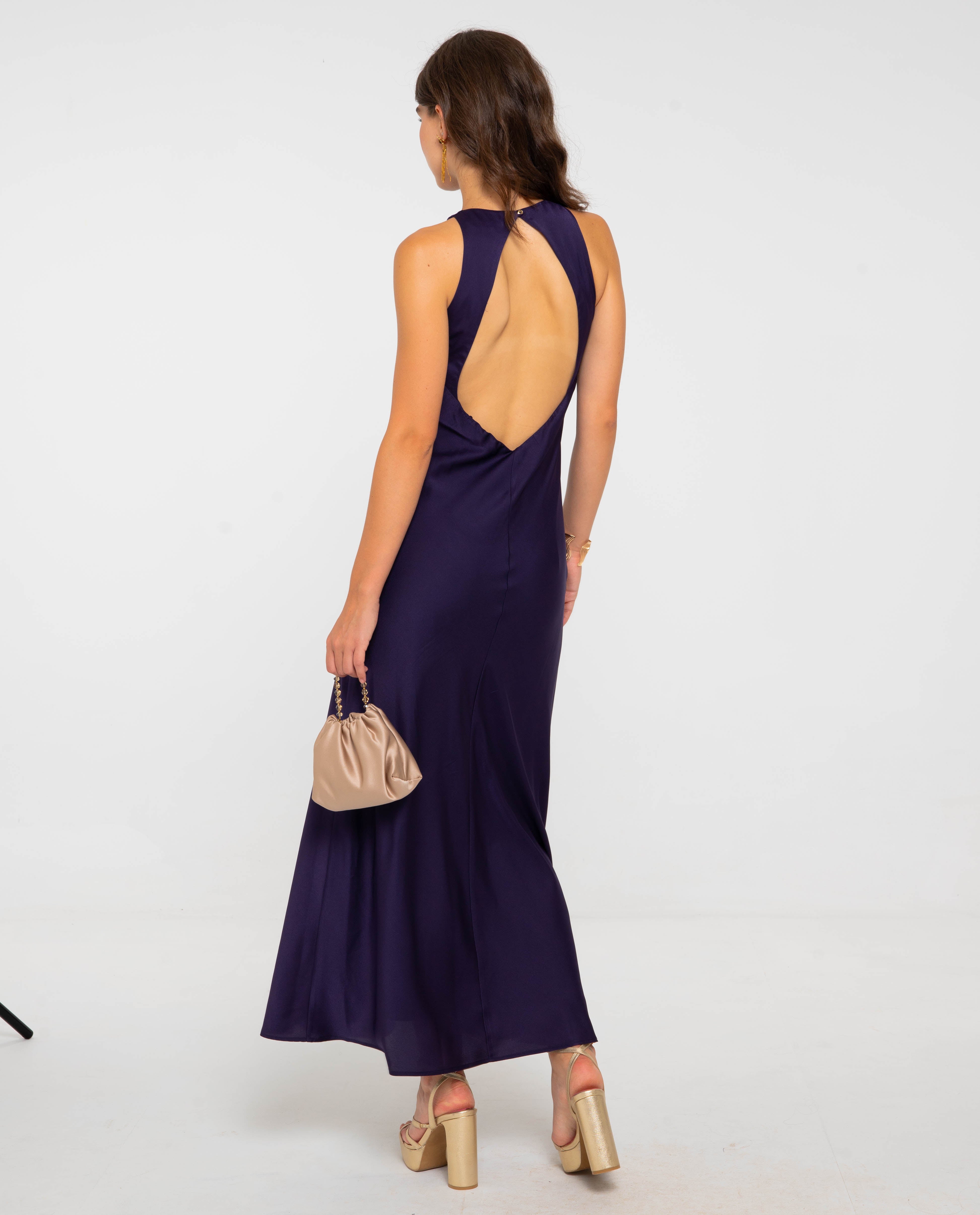 Vestido largo espalda descubierta de mujer - The-Are - Azul Azul-3