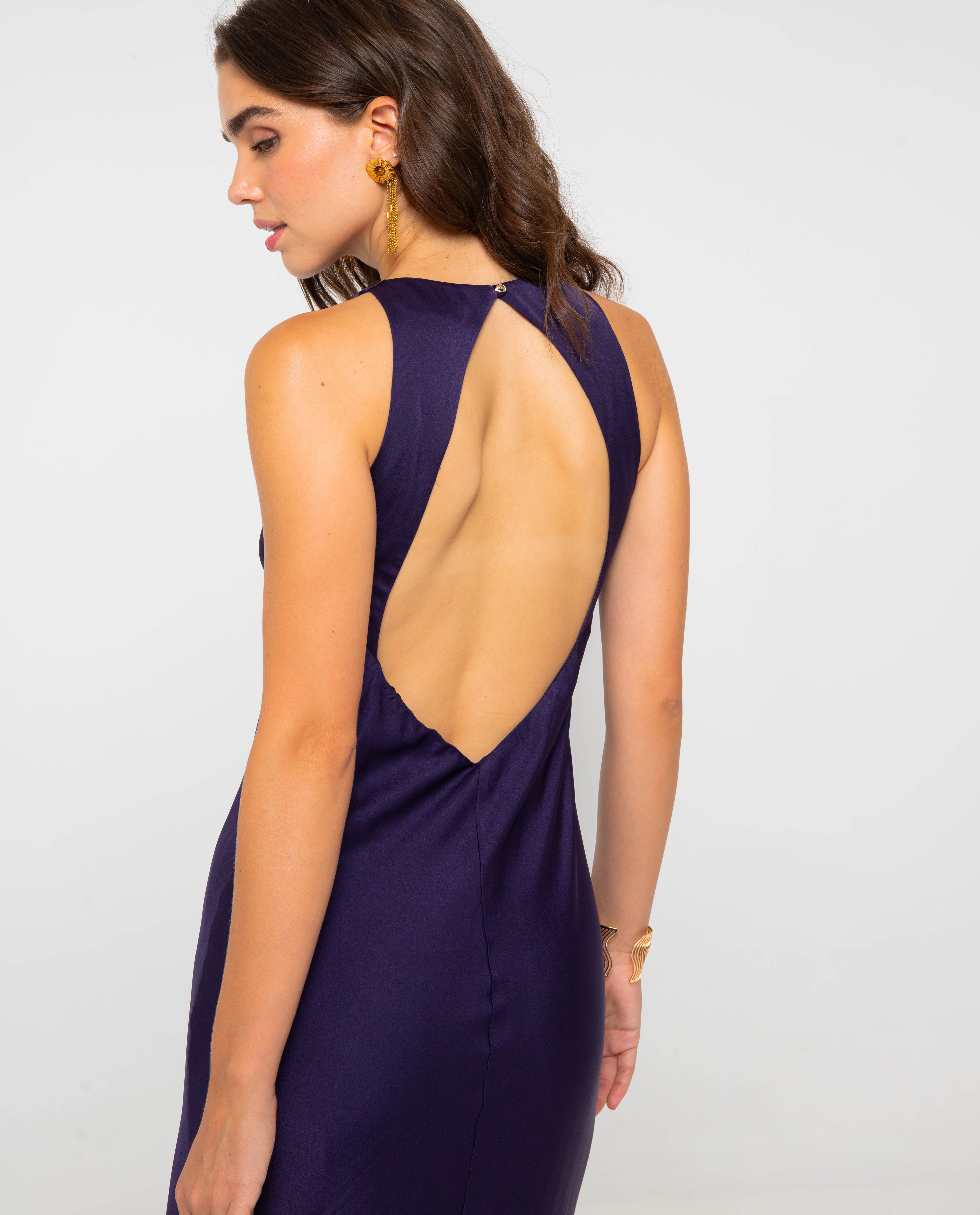 Vestido largo espalda descubierta de mujer - The-Are - Azul Azul-4