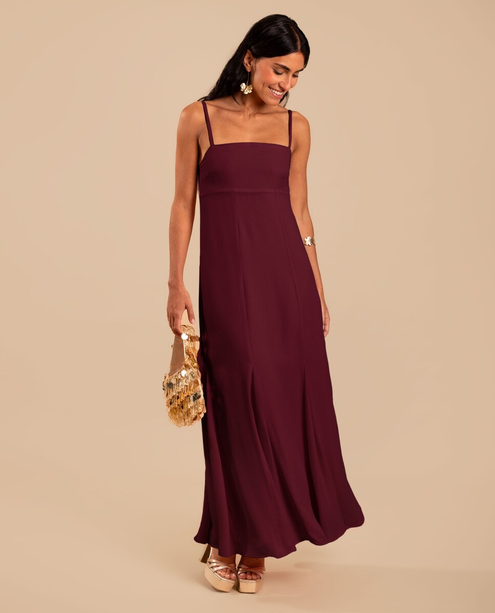 Vestido largo de corte imperio con tirantes · The-Are · El Corte