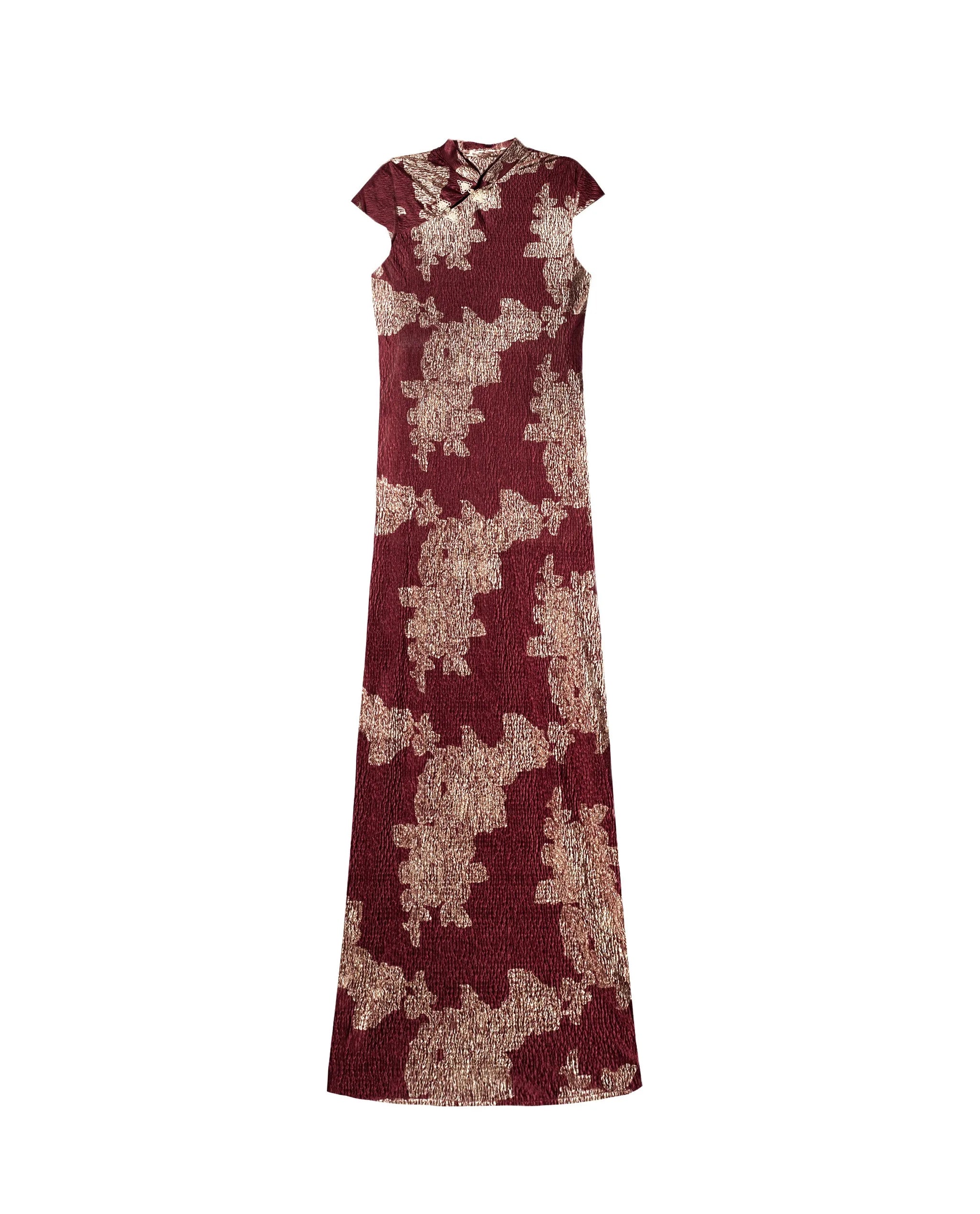 Imagen 5 de Vestido midi con escote de alamares - Burdeos Burdeos