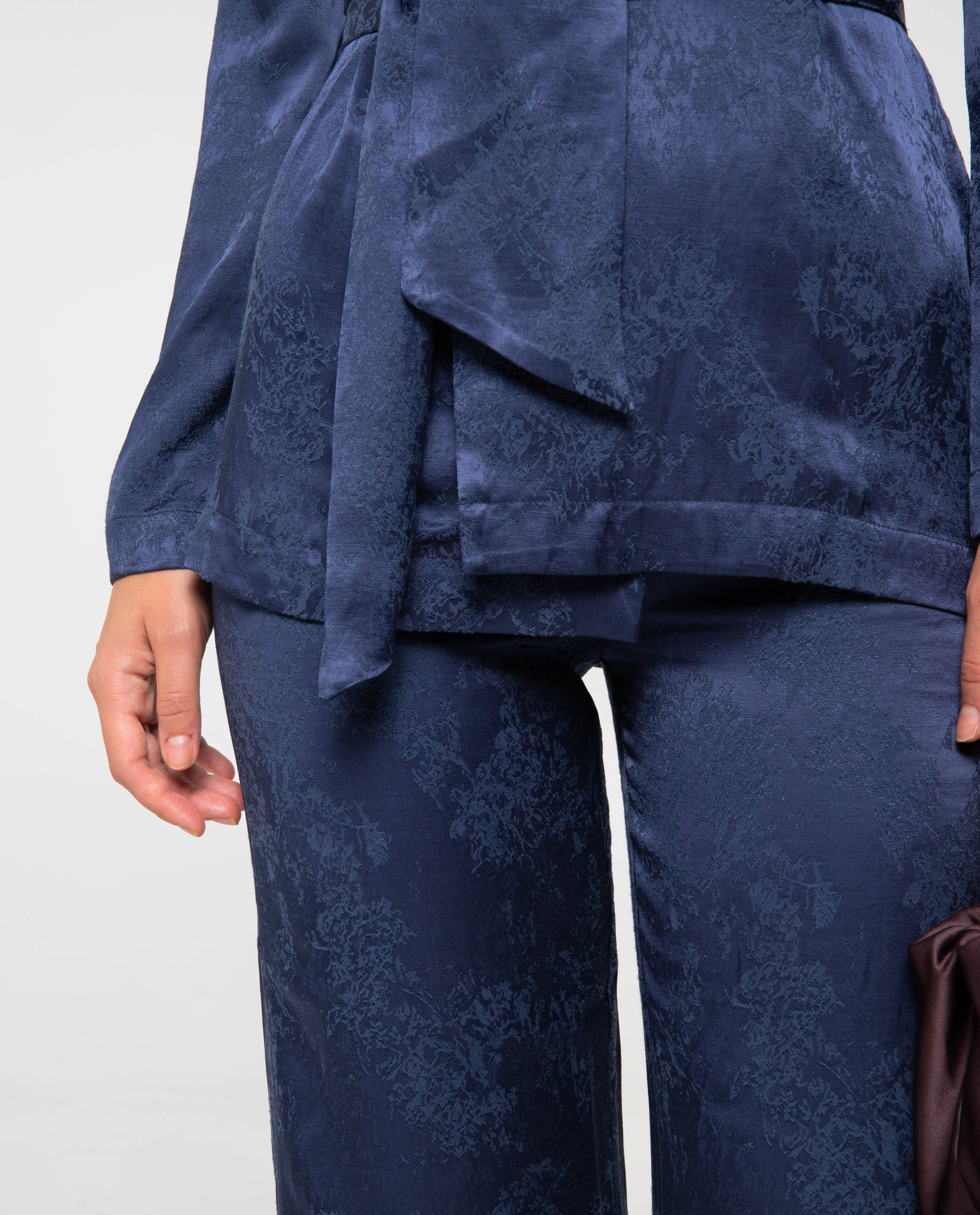 Pantalón de mujer acampanado tiro alto - The-Are - Azul marino Azul marino-4