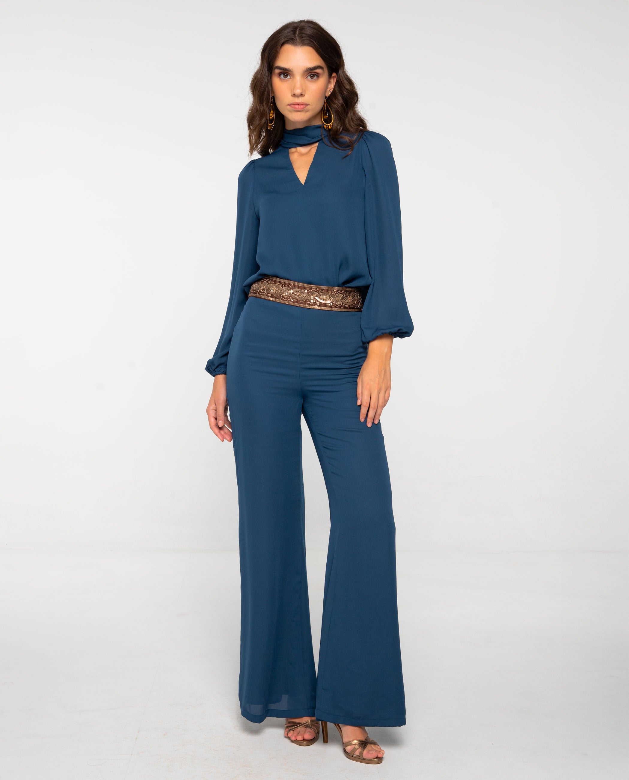 The-Are - Pantalón de vestir de mujer de gasa fluido.