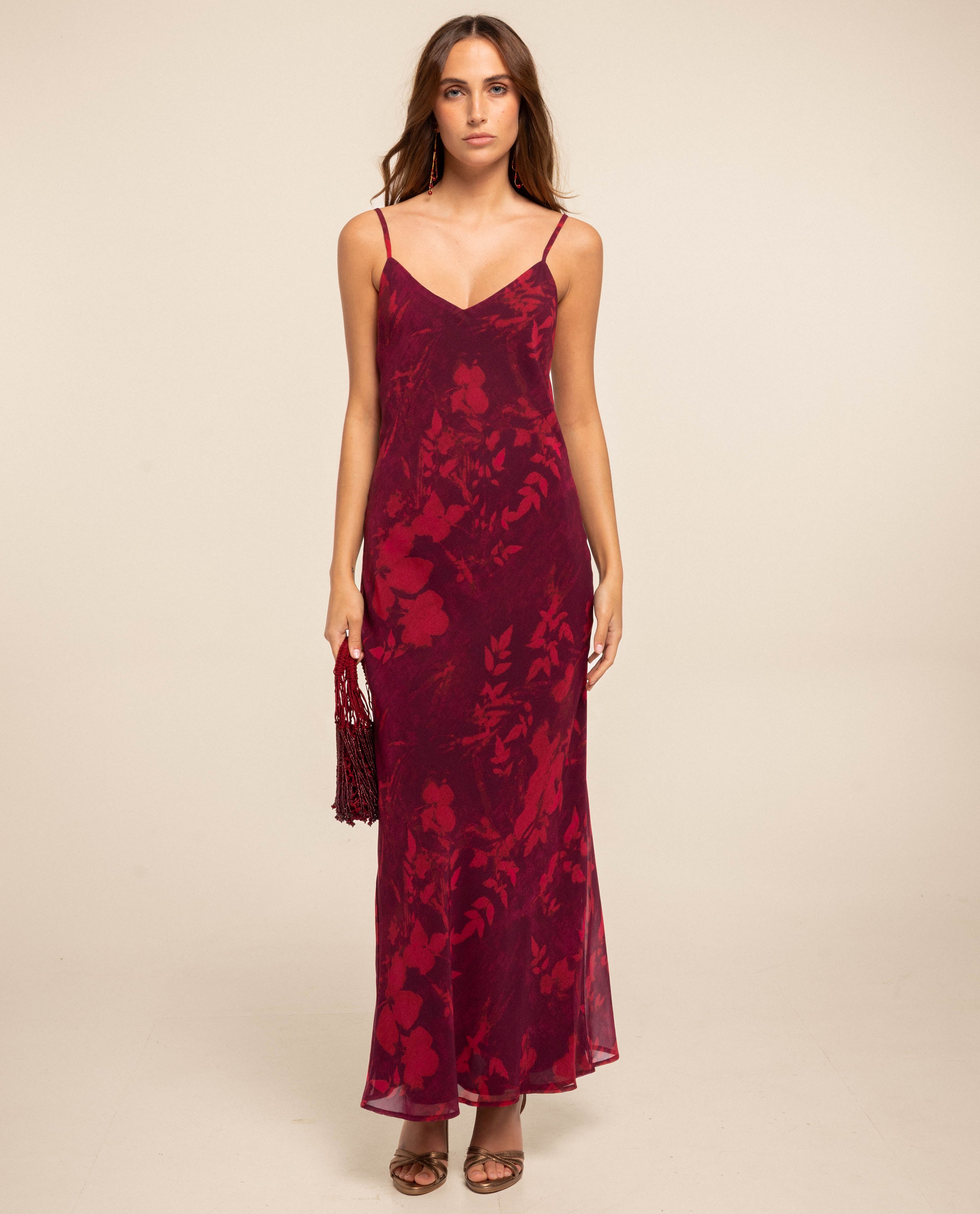 The-Are - Vestido largo lencero con tirantes.