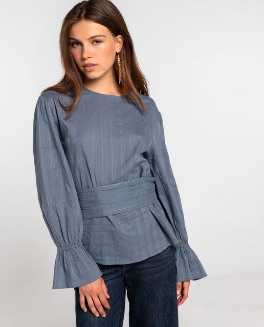 Imagen 0 de Blusa de mujer holgada con cuello barco