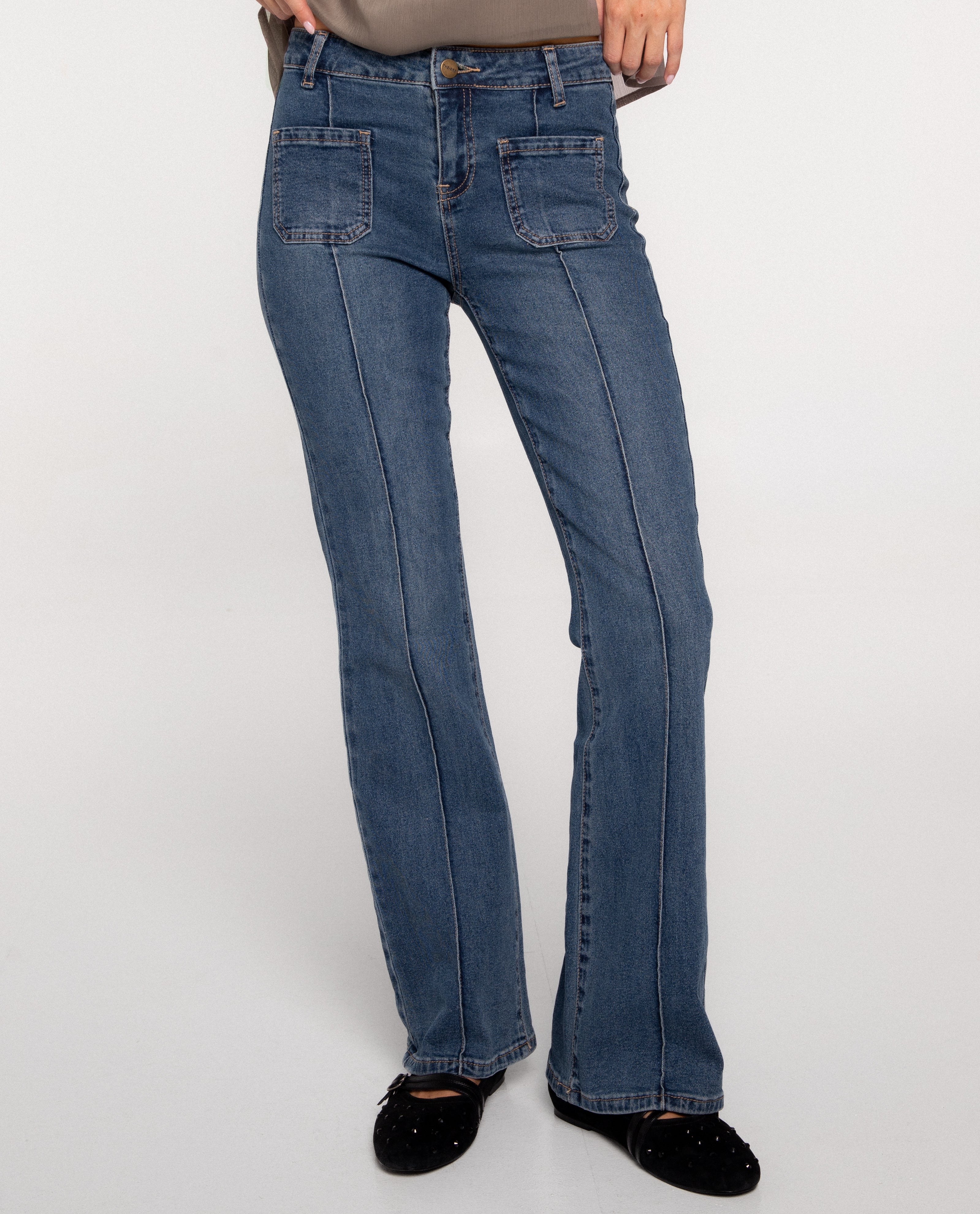 Pantalón vaquero acampanado de mujer - The-Are - Azul Azul-3