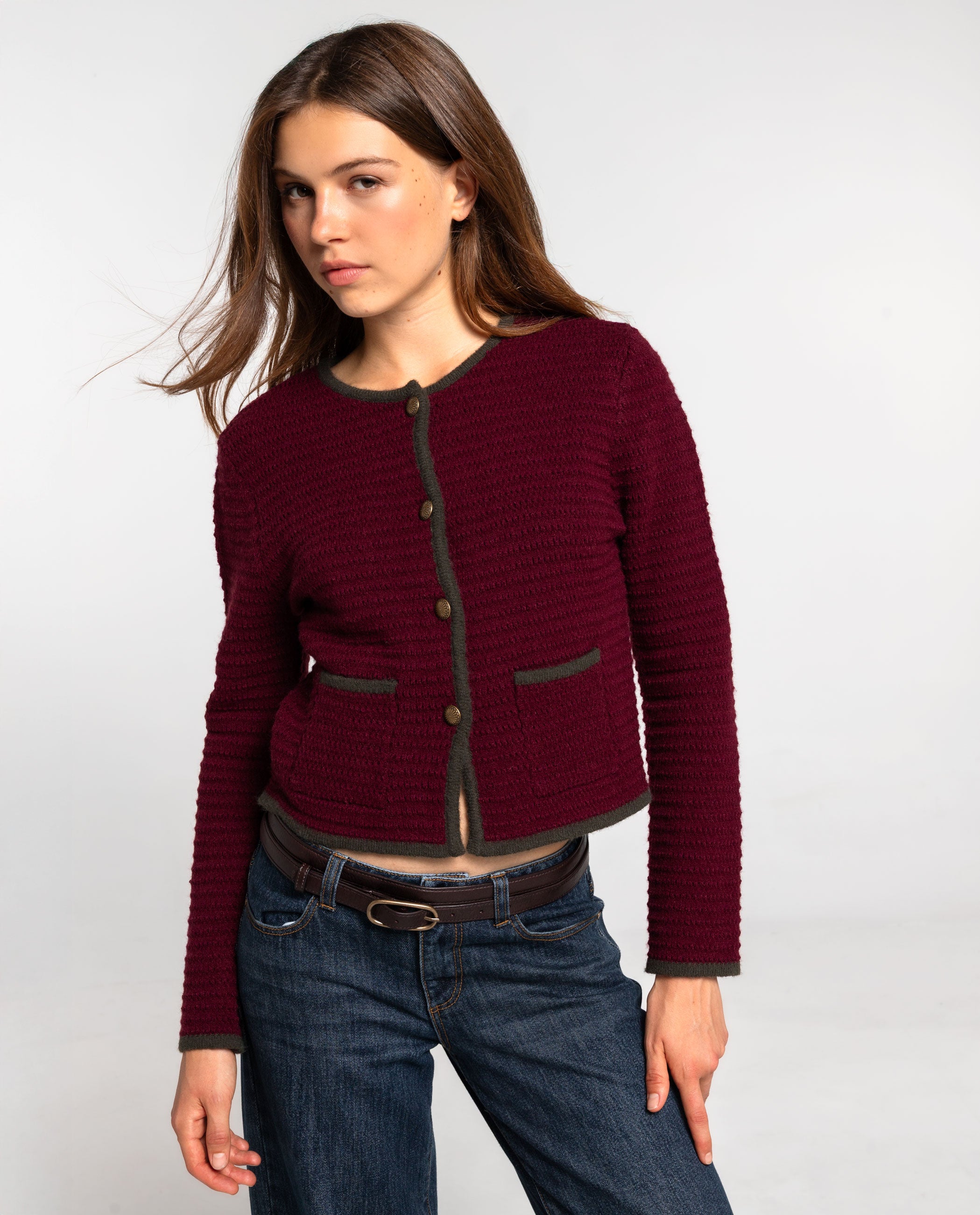 The-Are - Chaqueta de mujer con bolsillos delanteros.
