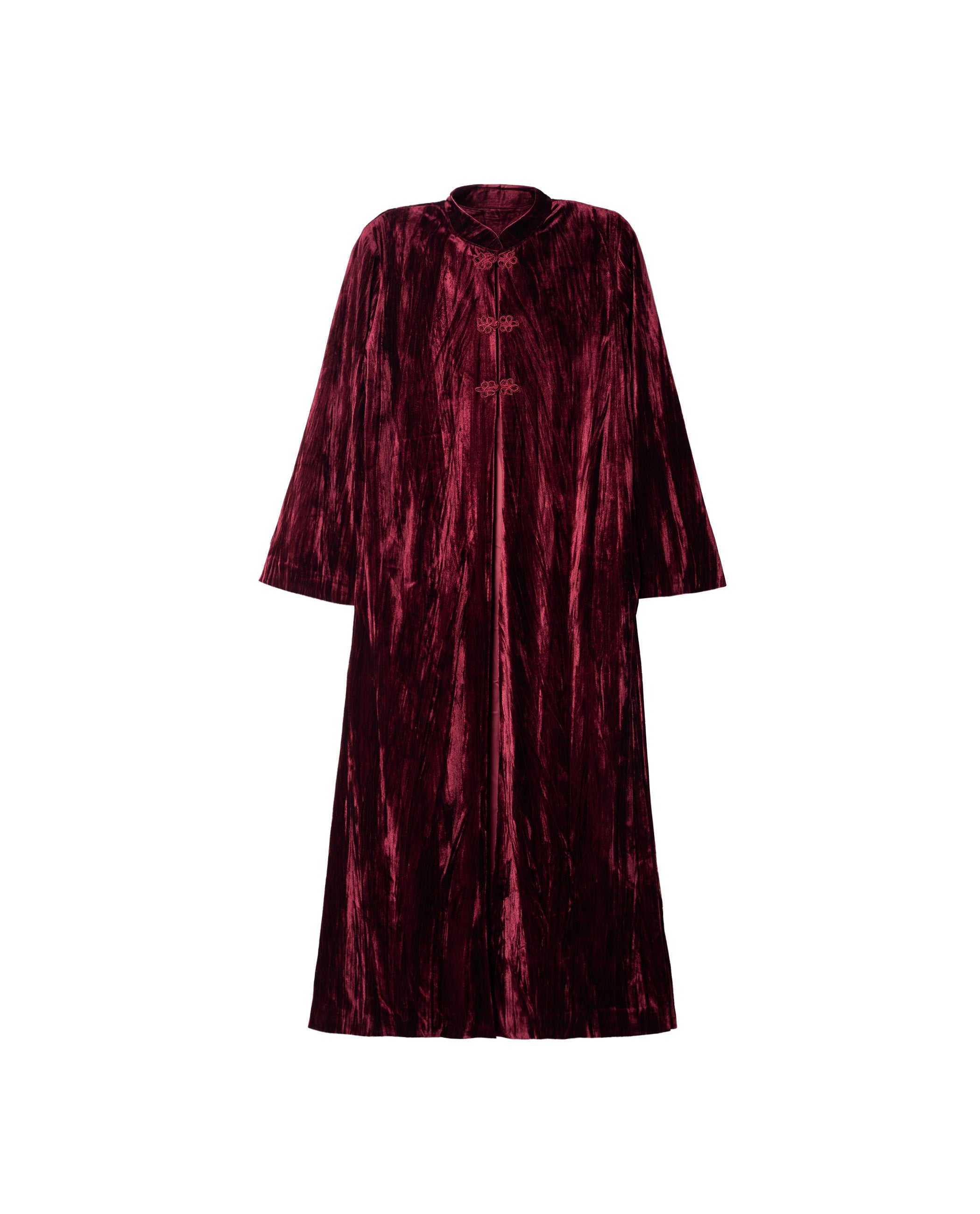 Caftan de mujer de terciopelo y cuello mao - The-Are - Burdeos Burdeos-5