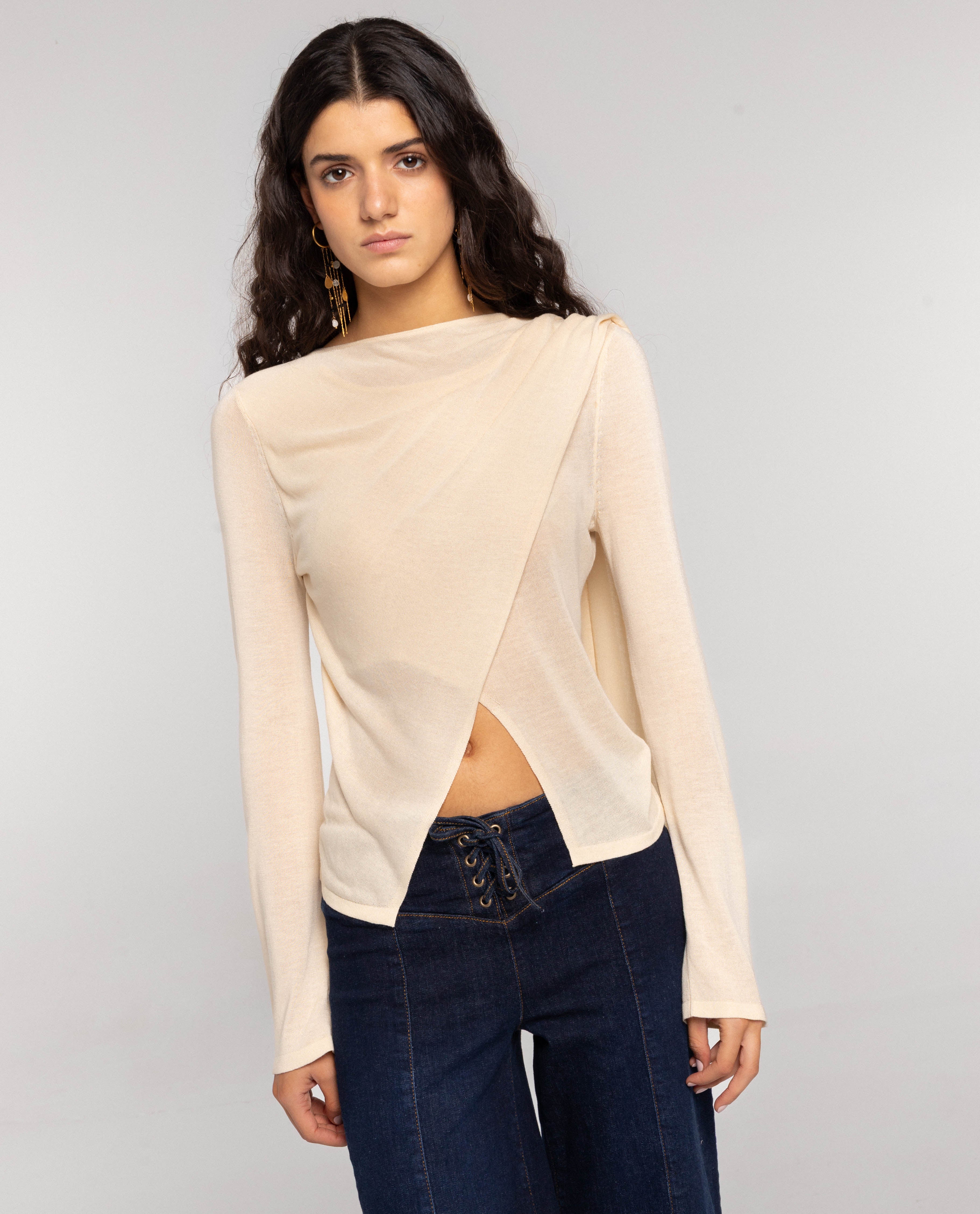 The-Are - Jersey fino con foulard de mujer.