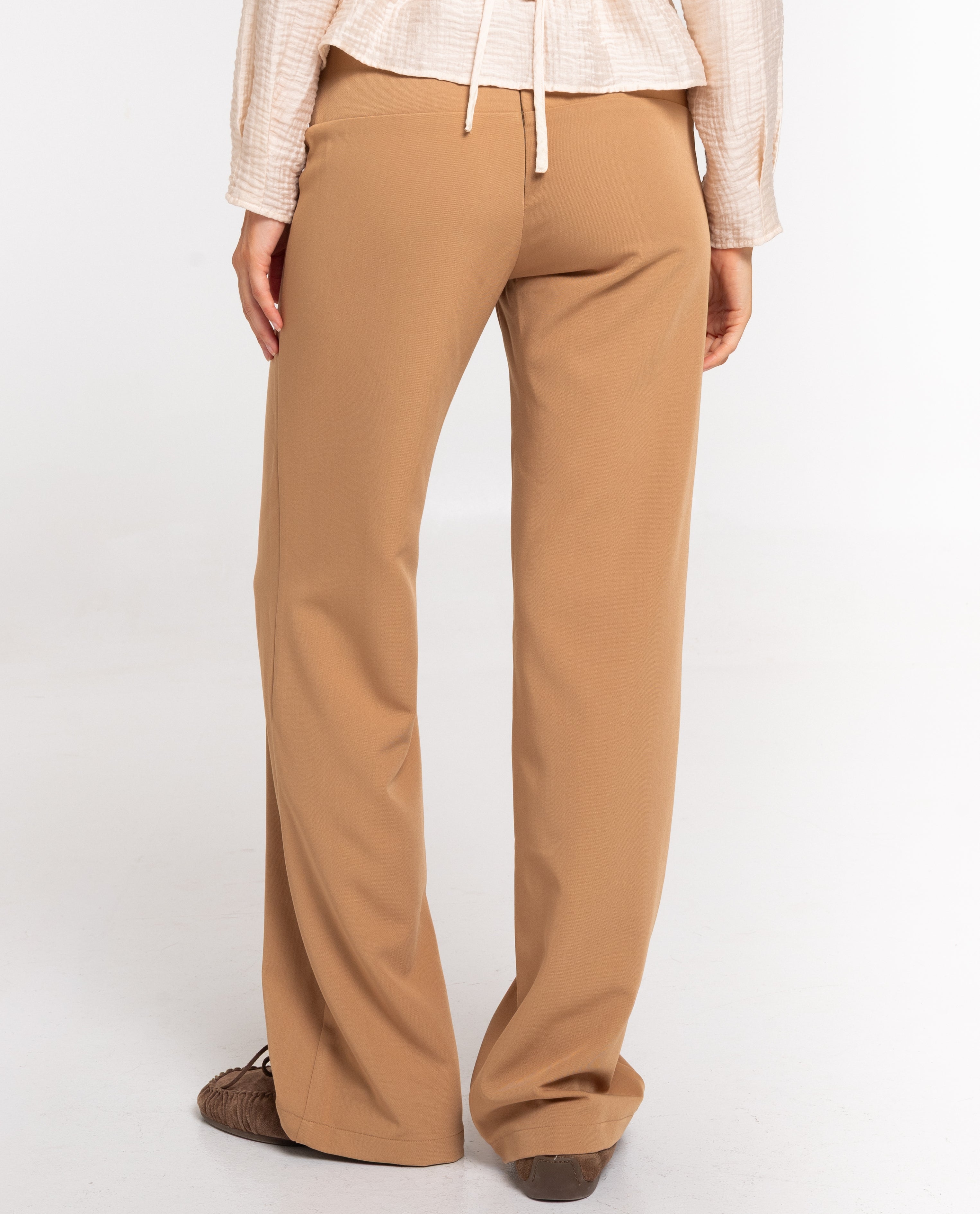 Pantalón recto de traje de cintura baja de mujer - The-Are - Marrón Marrón-4