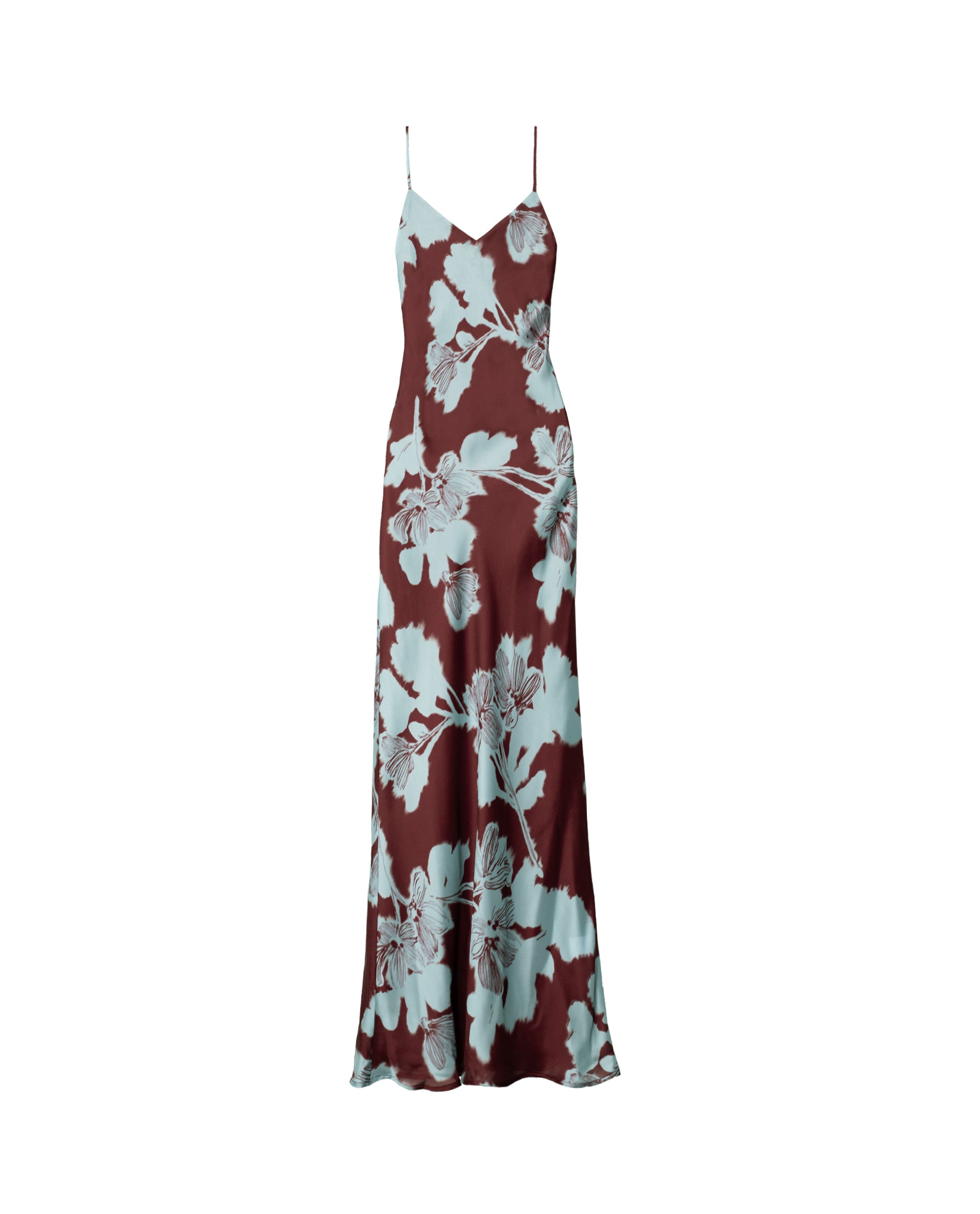 Vestido largo lencero con tirantes - The-Are - Azul / Gris Azul / Gris-5