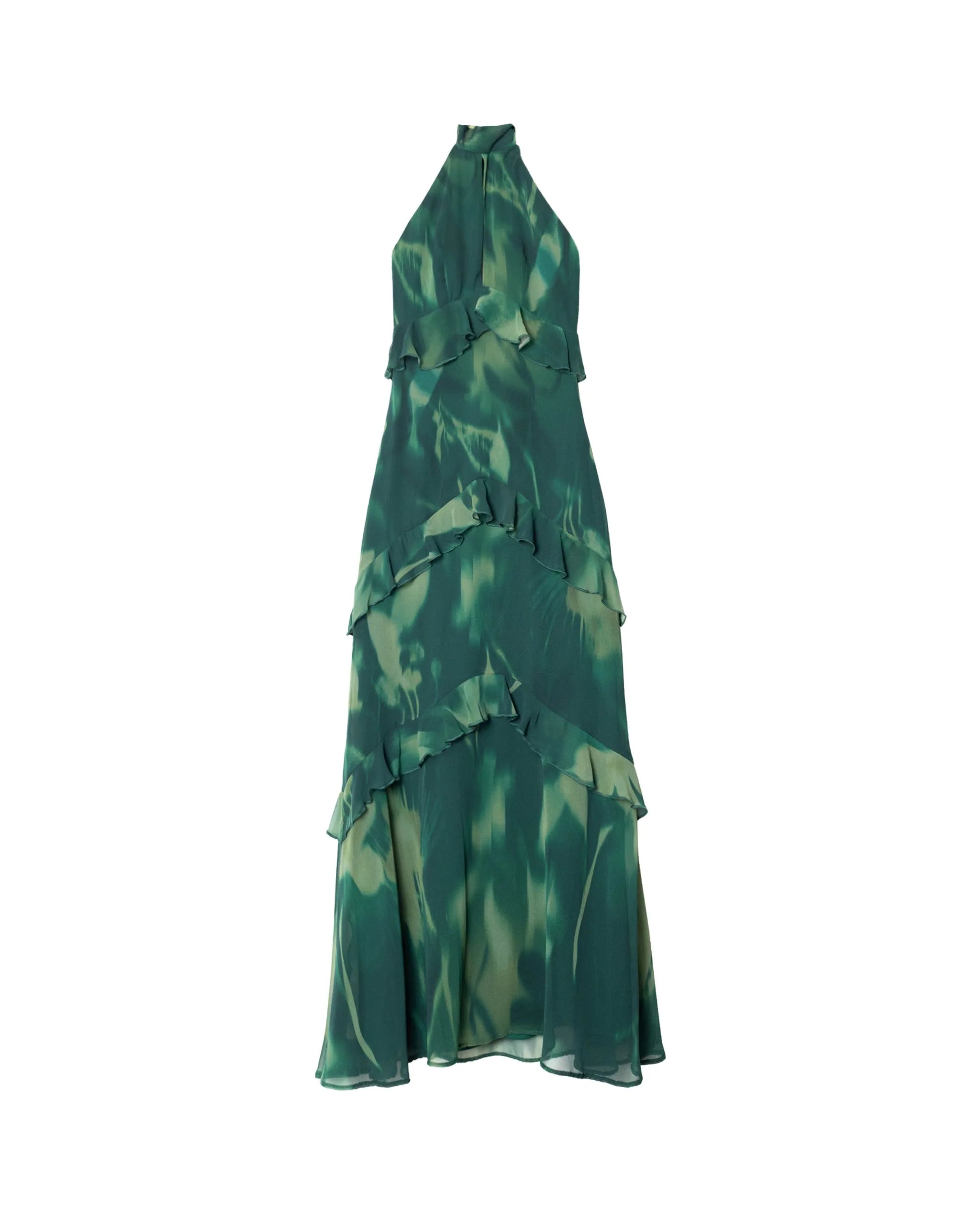 Vestido midi sin mangas con cuello chimenea y volantes - The-Are - Esmeralda Esmeralda-6