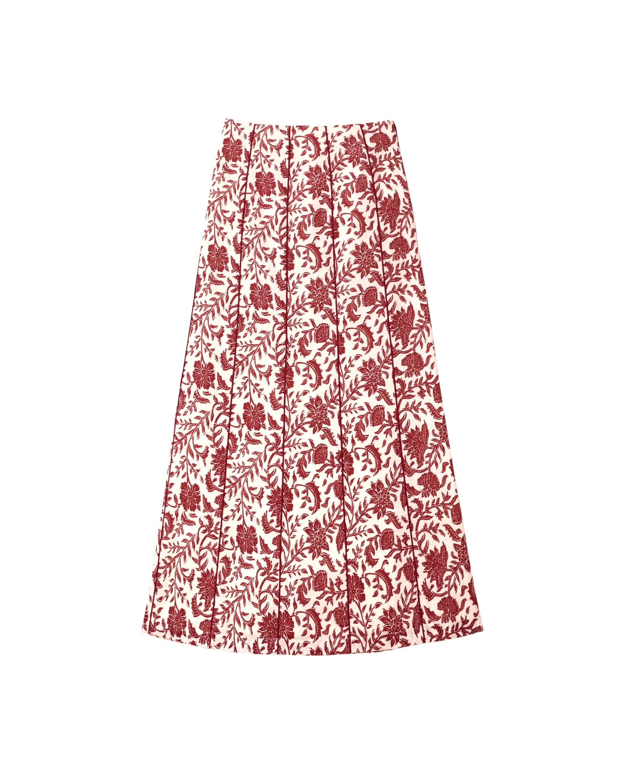 Falda midi estampada con lino - The-Are - Blanco Blanco-6