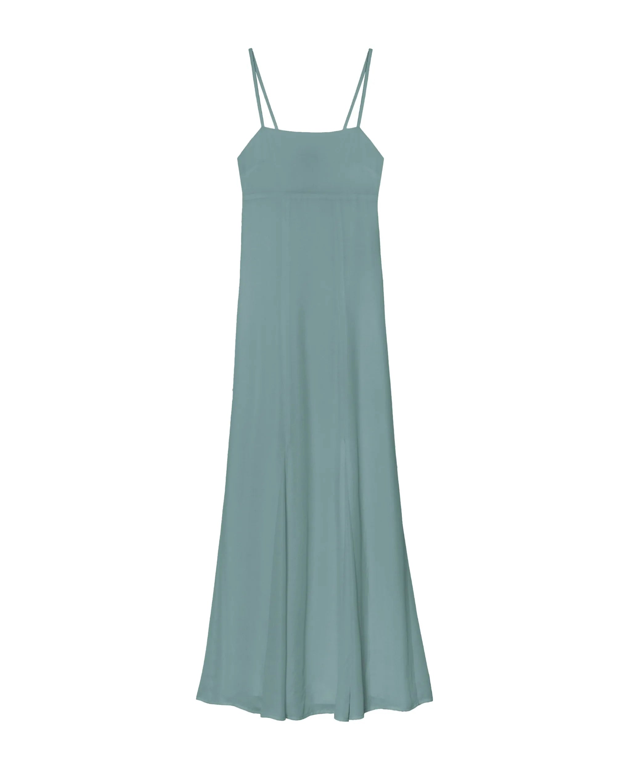 Vestido midi de corte imperio con tirantes - Azul Azul-6