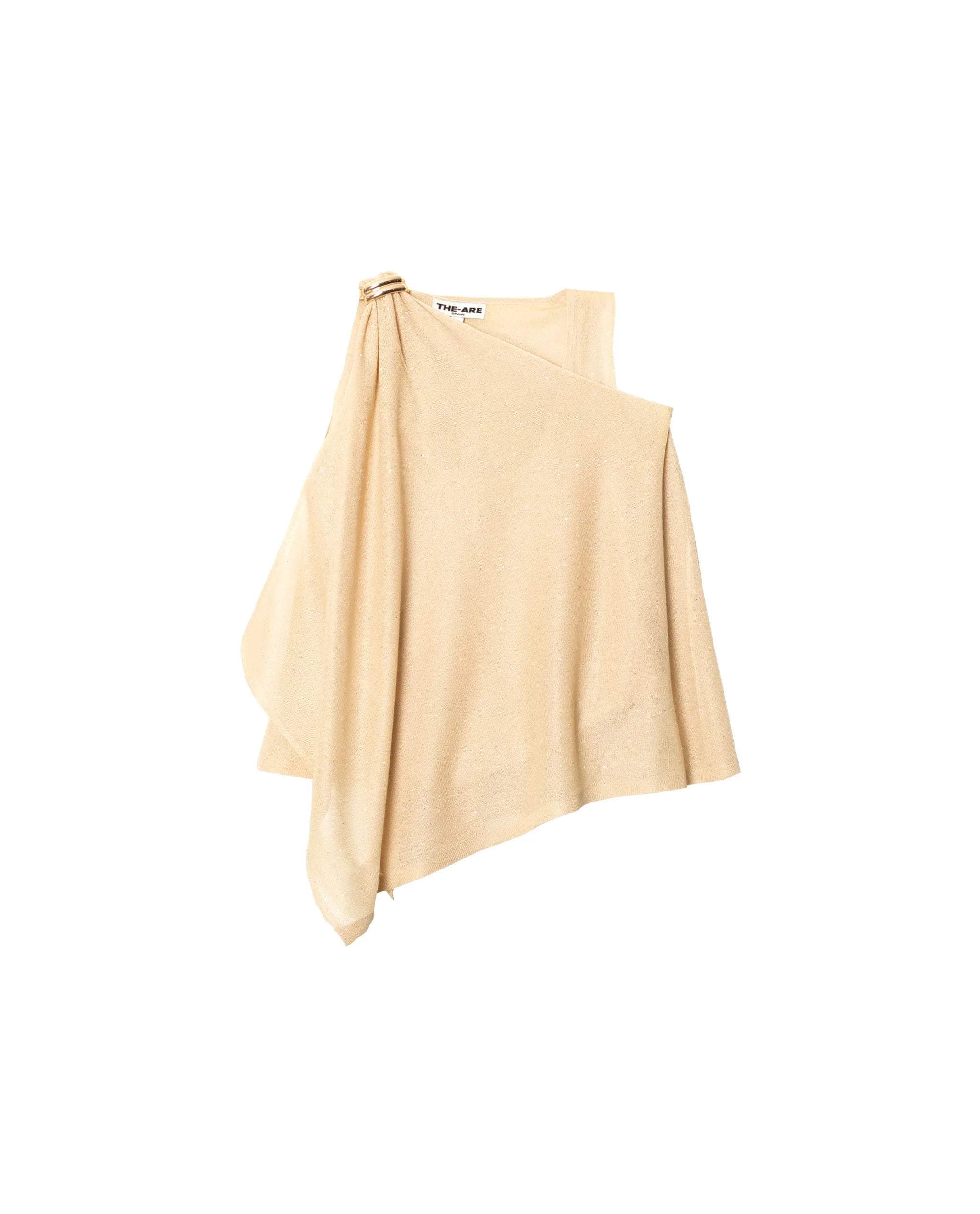 Top de mujer de punto con capa asimétrica - The-Are - Oro Oro-6