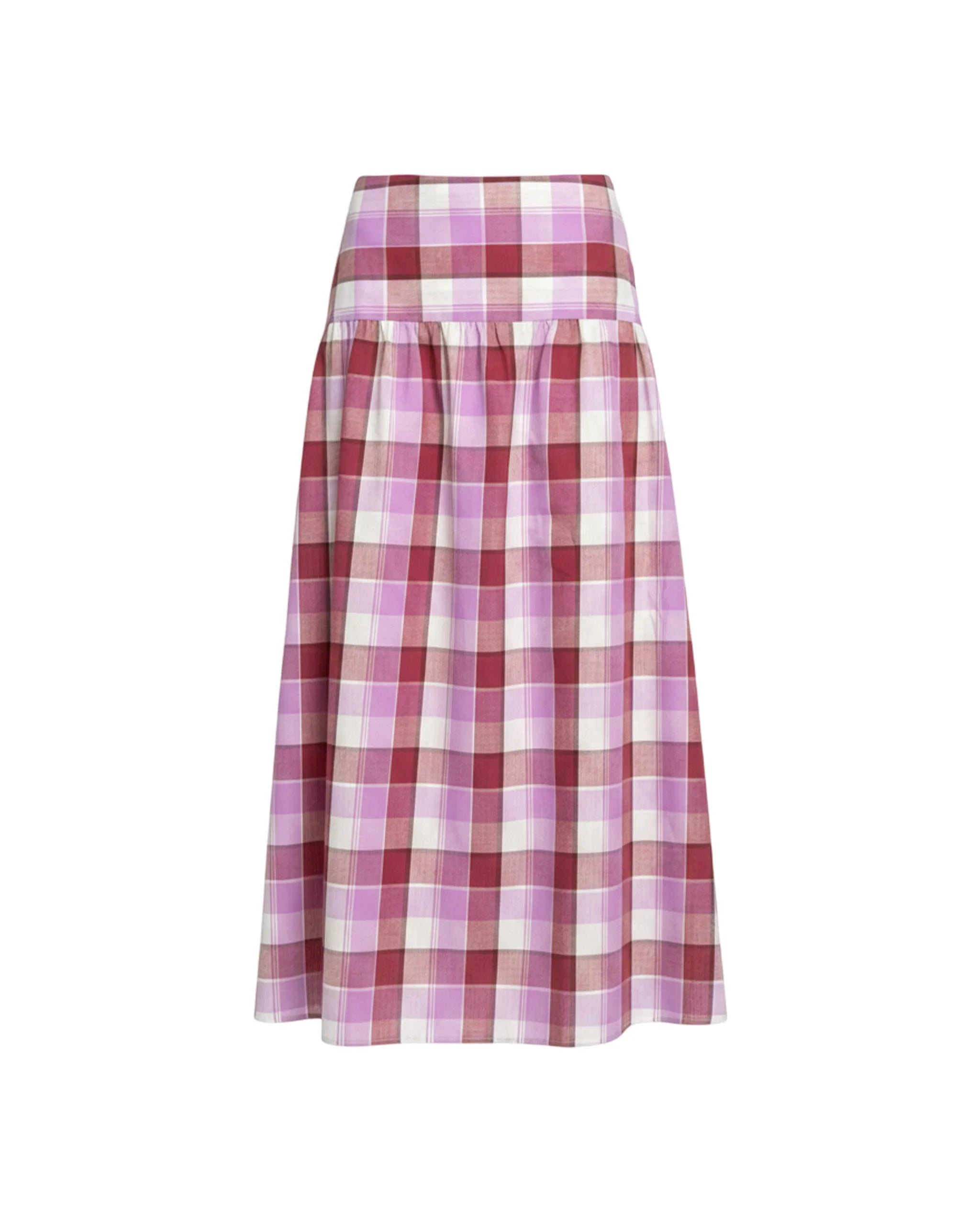 Falda larga de cuadros con canesú - The-Are - Rosa Rosa-5